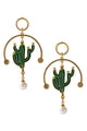 Cactus Alloy Pearl Earrings E3991