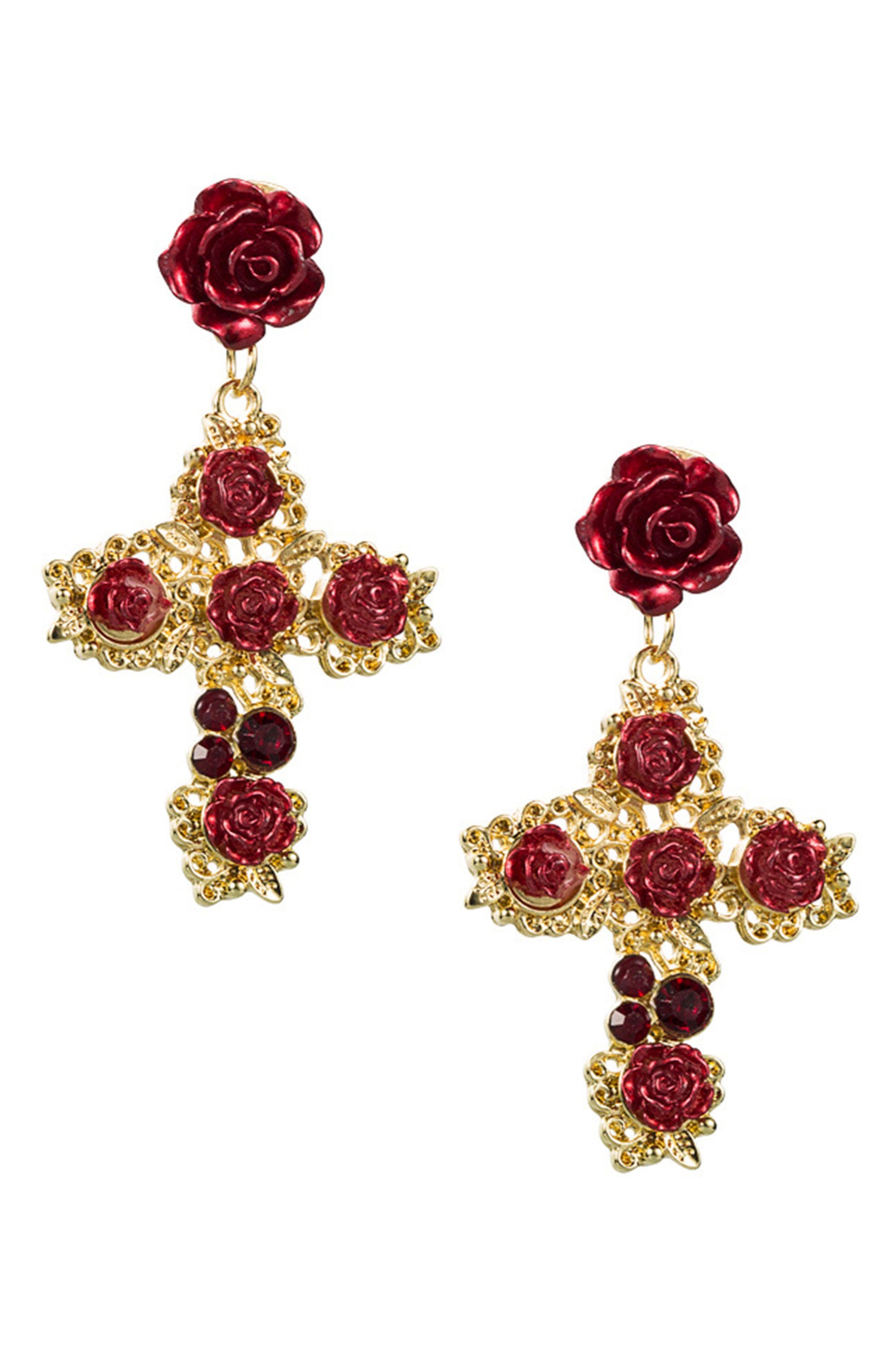 Rose Cross Alloy Earrings E3998