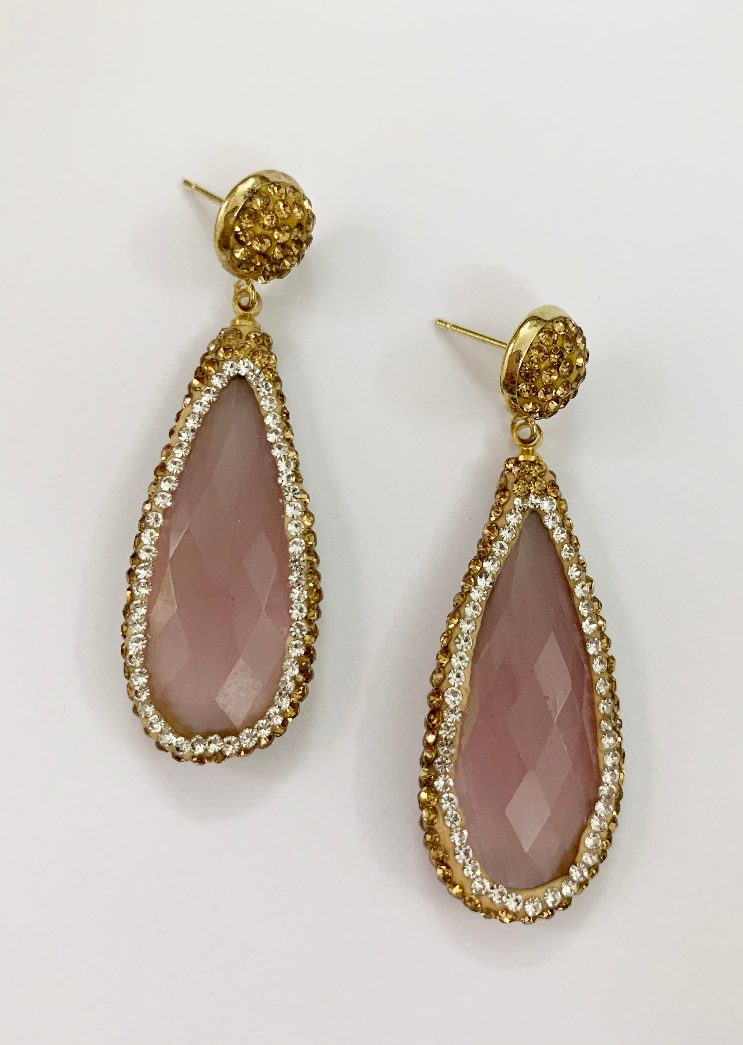 Cymophane Gemstone Teardrop Earrings E4005