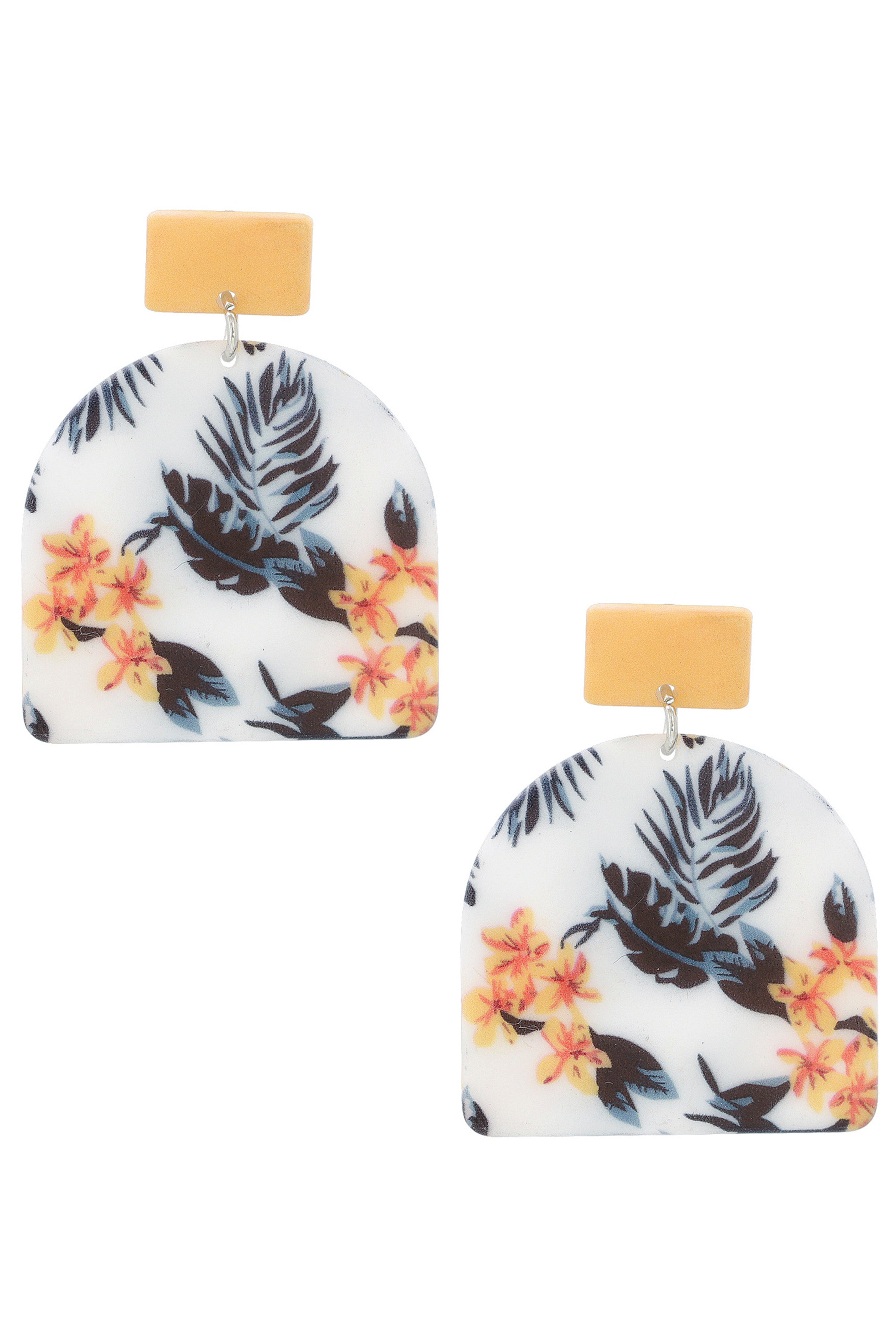 Floral Geometry Acrylic Earrings E4322