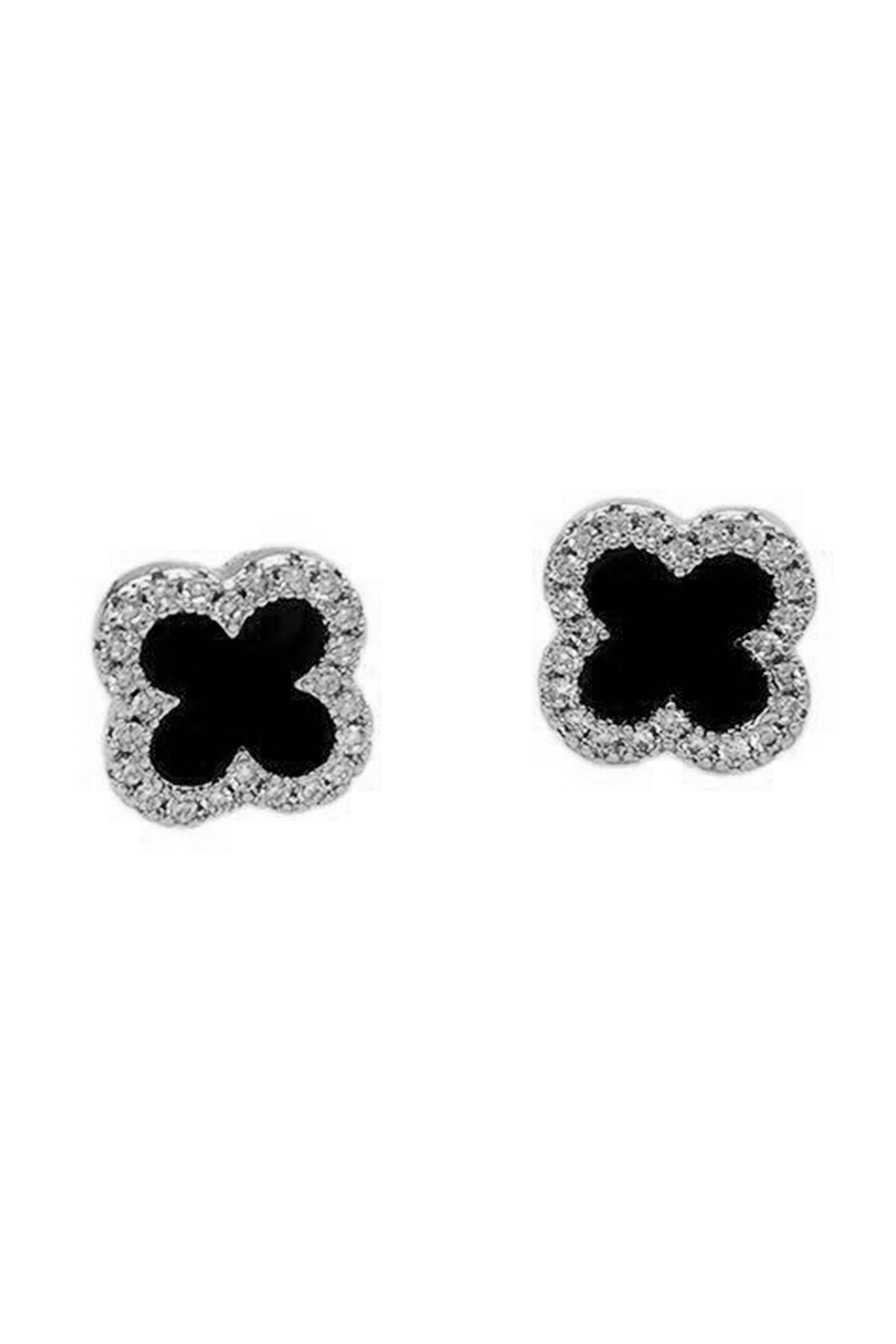 Clover Zircon Stud Earrings E4409-S