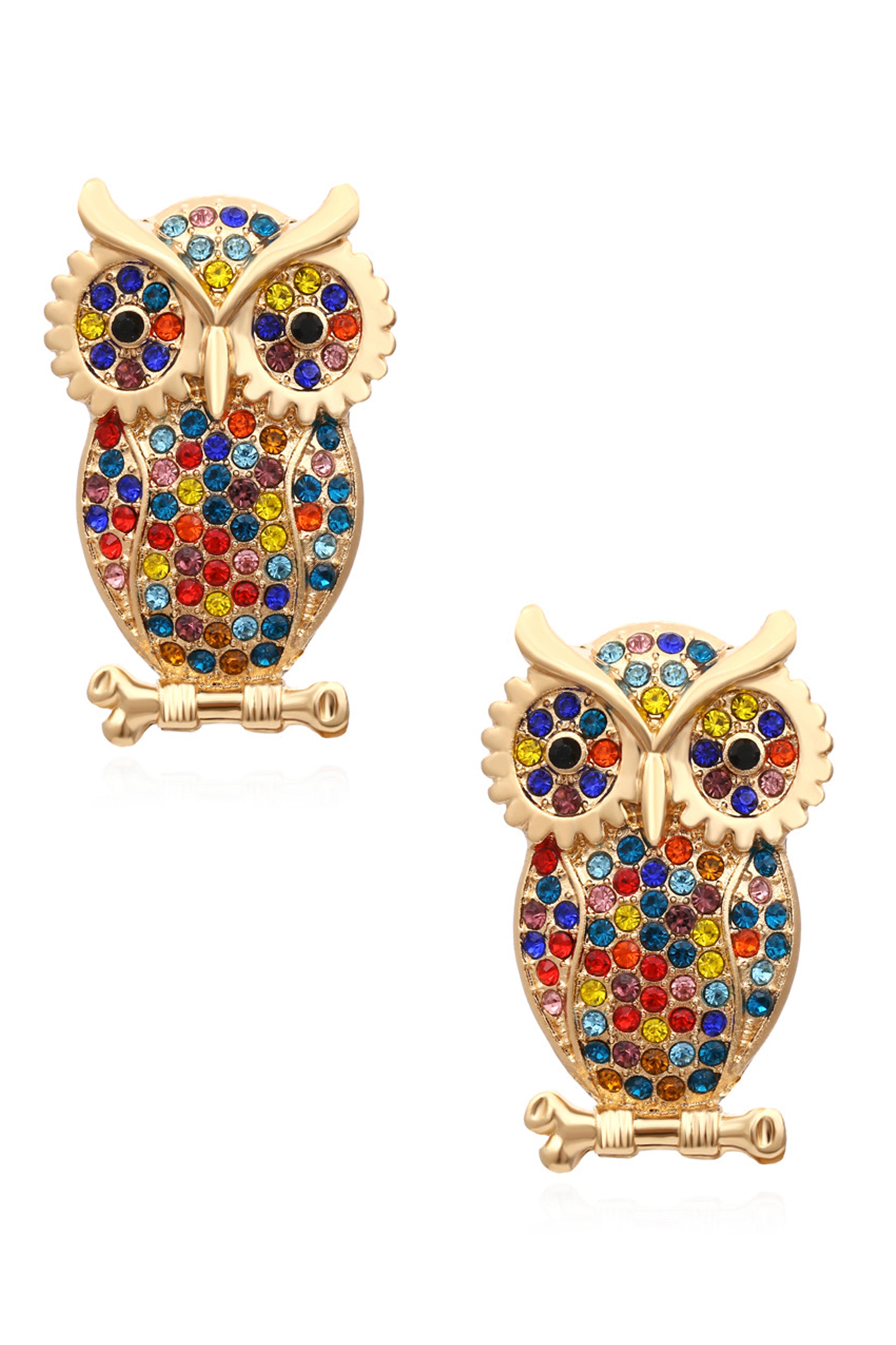 Owl Rhinestone Stud Earrings E4535