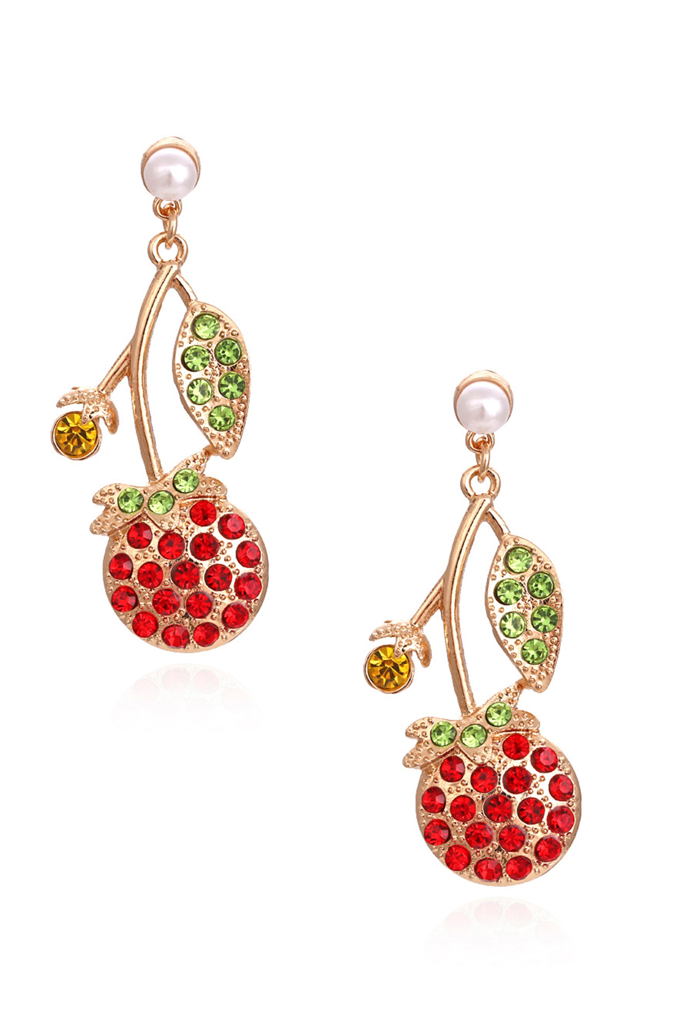 Cherry Rhinestone Earrings E4544