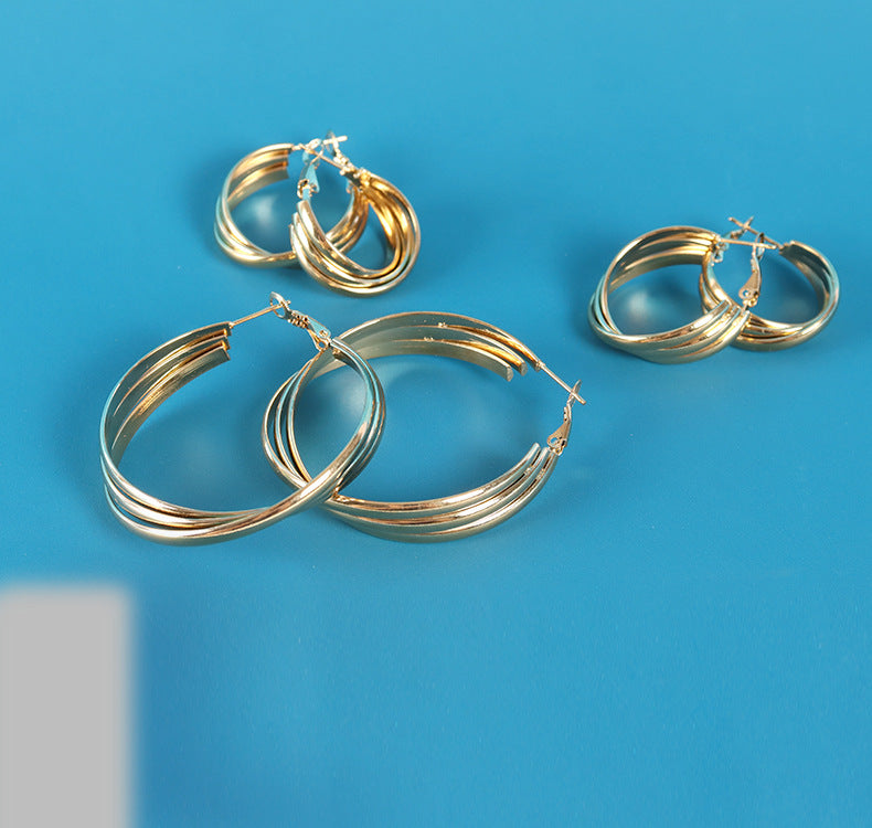 Multi-layer Stainless Steel Hoop Earrings E4554