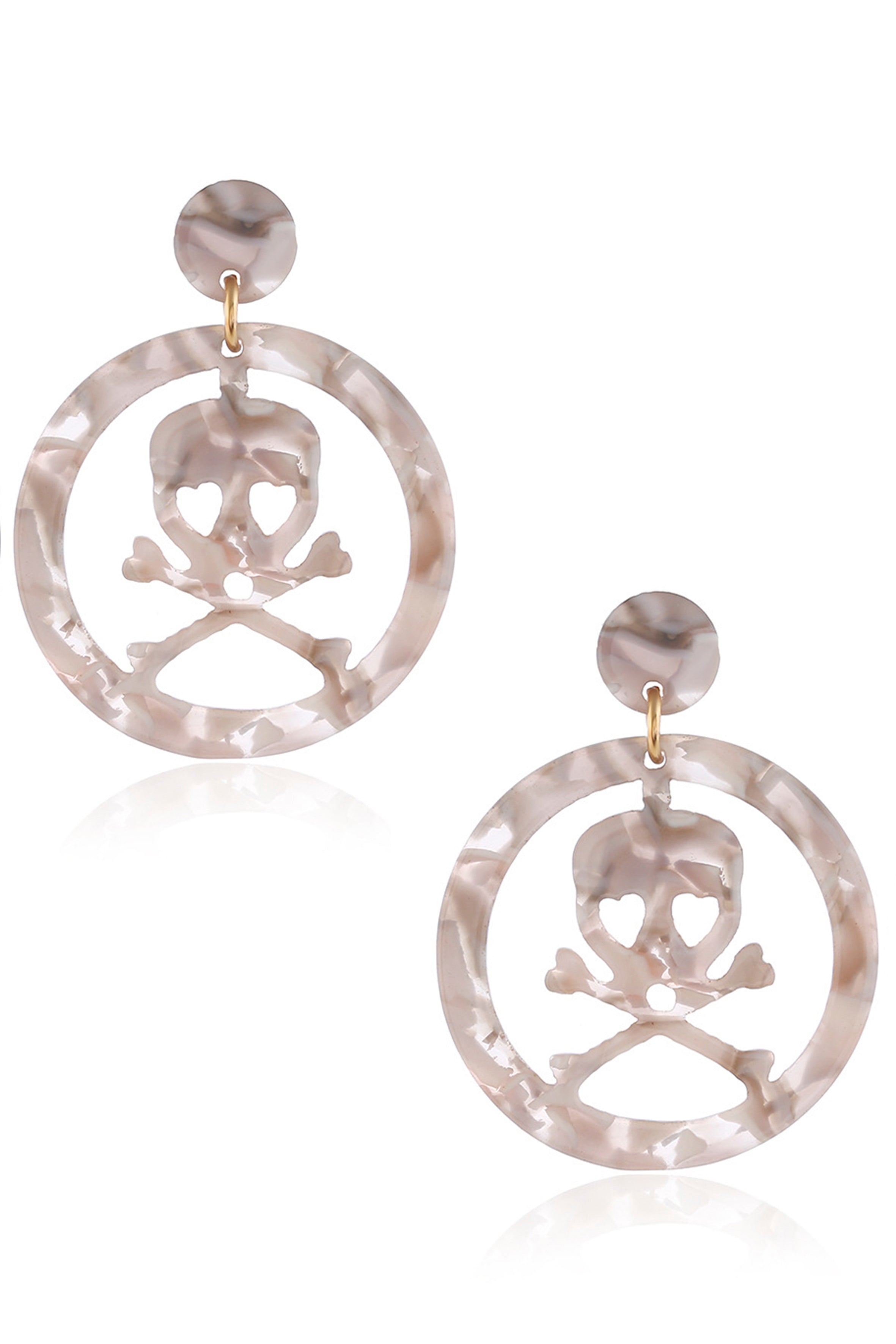 Hollow Circle Skull Acrylic Earrings E4600