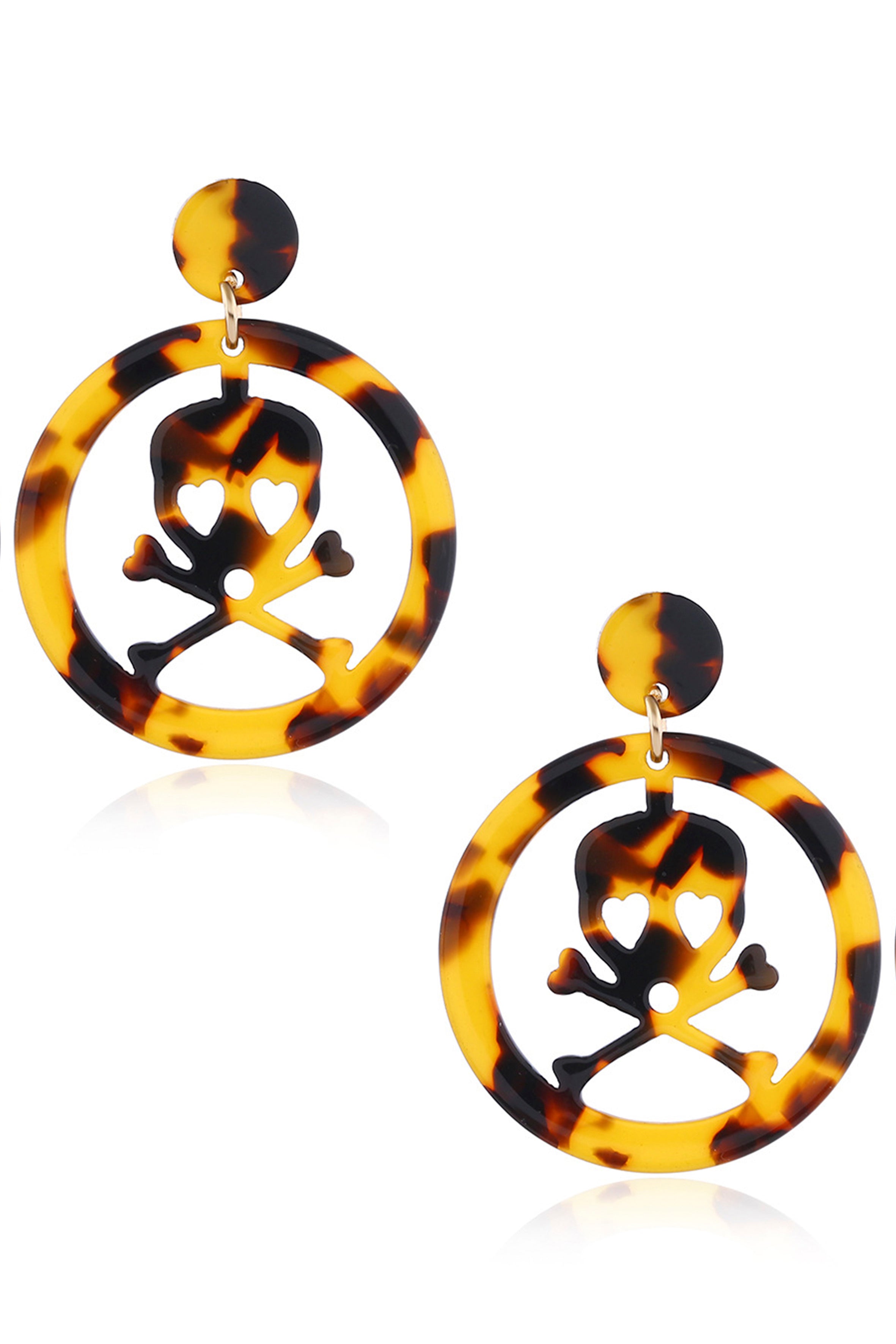 Hollow Circle Skull Acrylic Earrings E4600