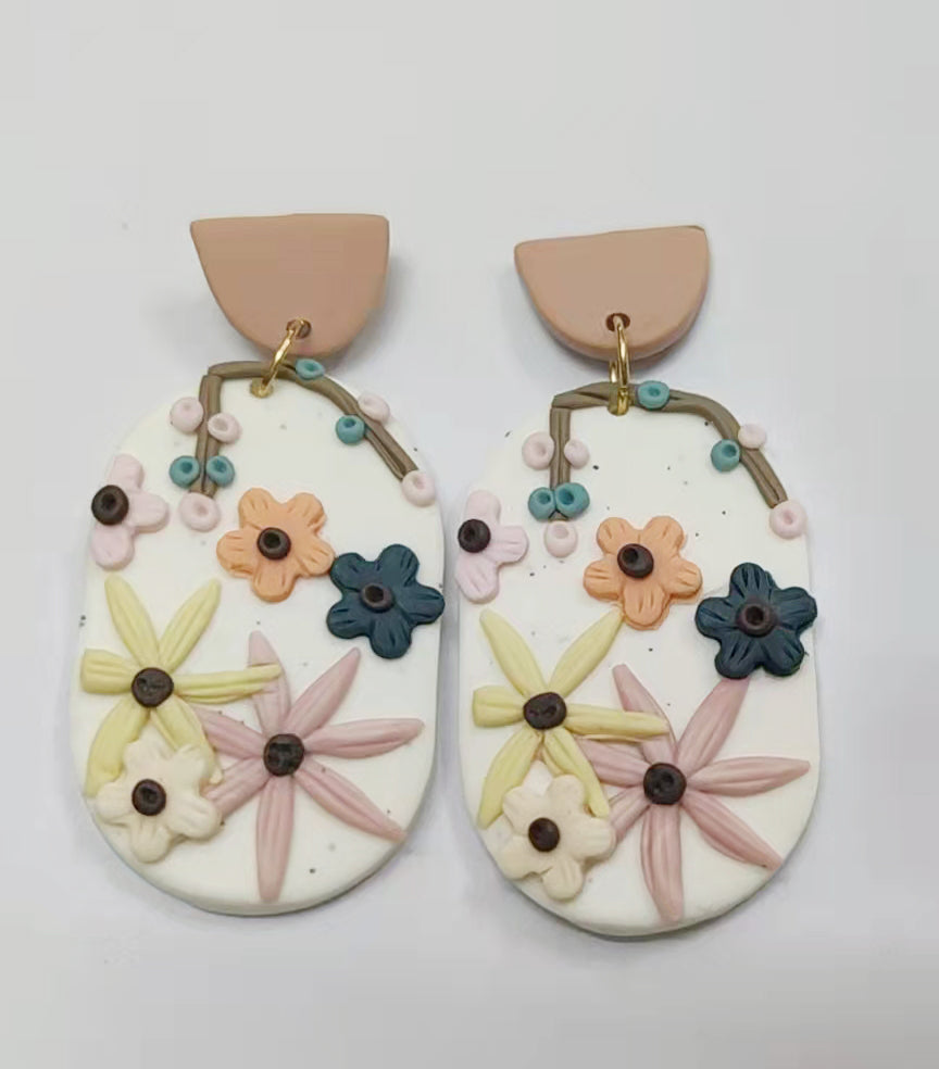 Floral Polymer Clay Earrings E4609