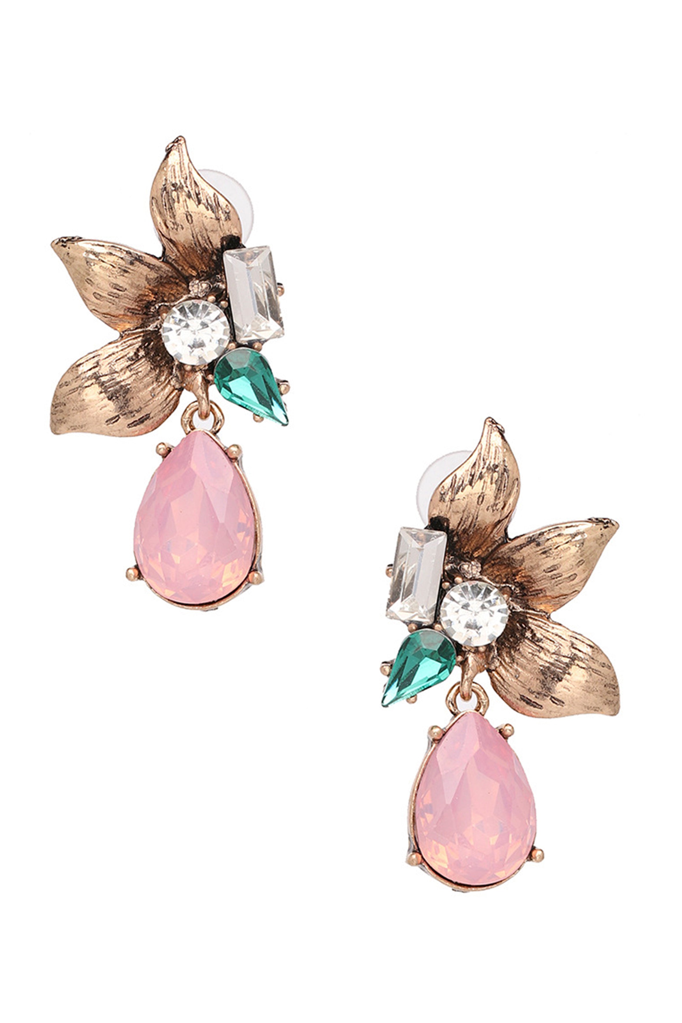 Floral Teardrop Rhinestone Earrings E4647