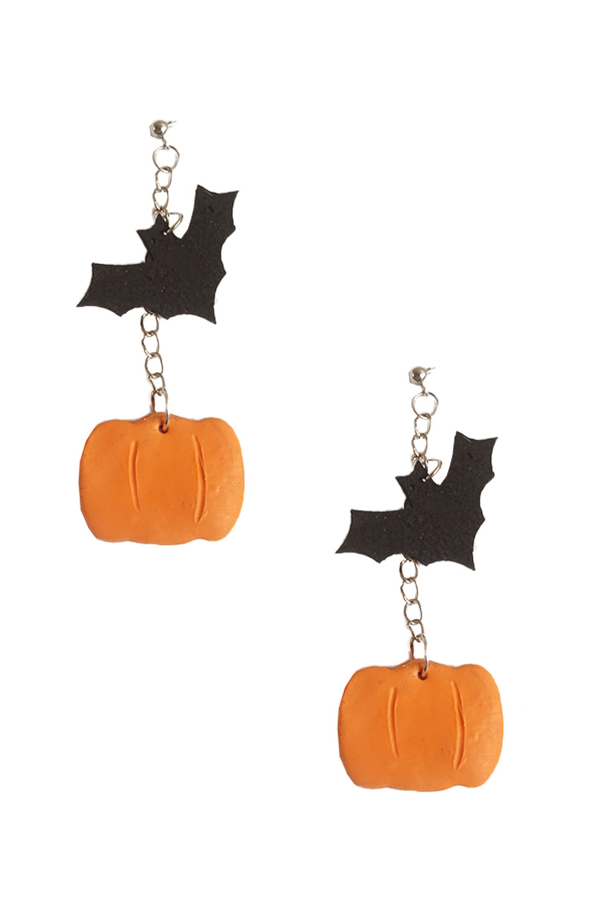 Pumpkin Bat Polymer Clay Earrings E4671