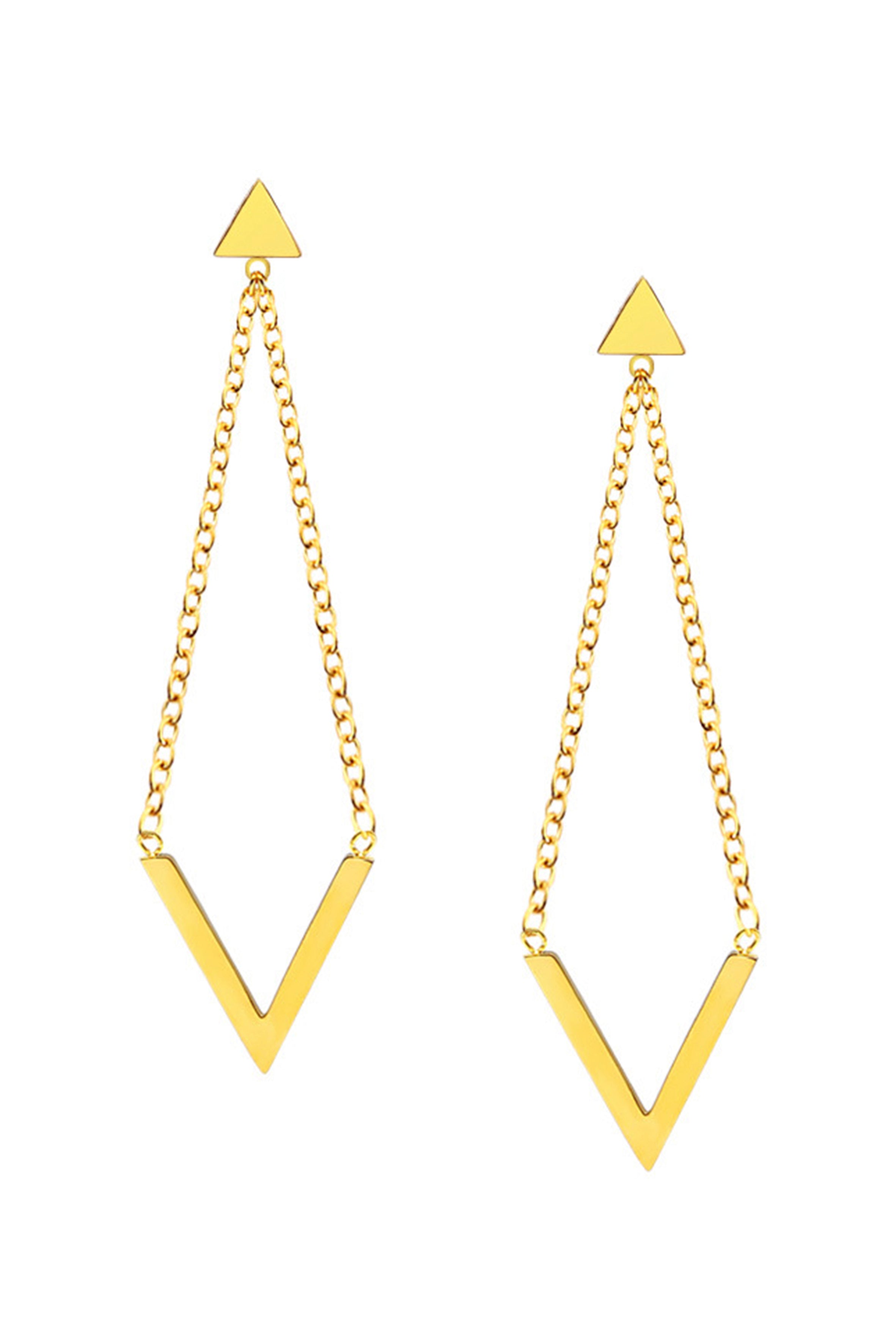 Pendientes de acero inoxidable con cadena en V E4747