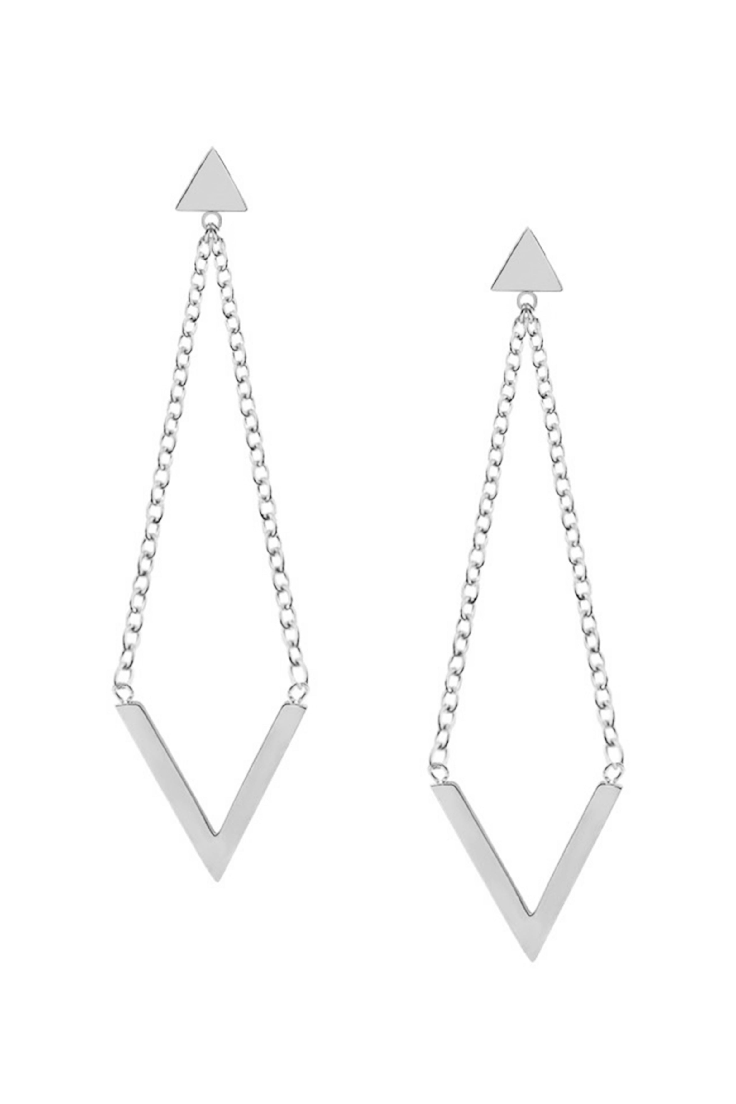 Pendientes de acero inoxidable con cadena en V E4747