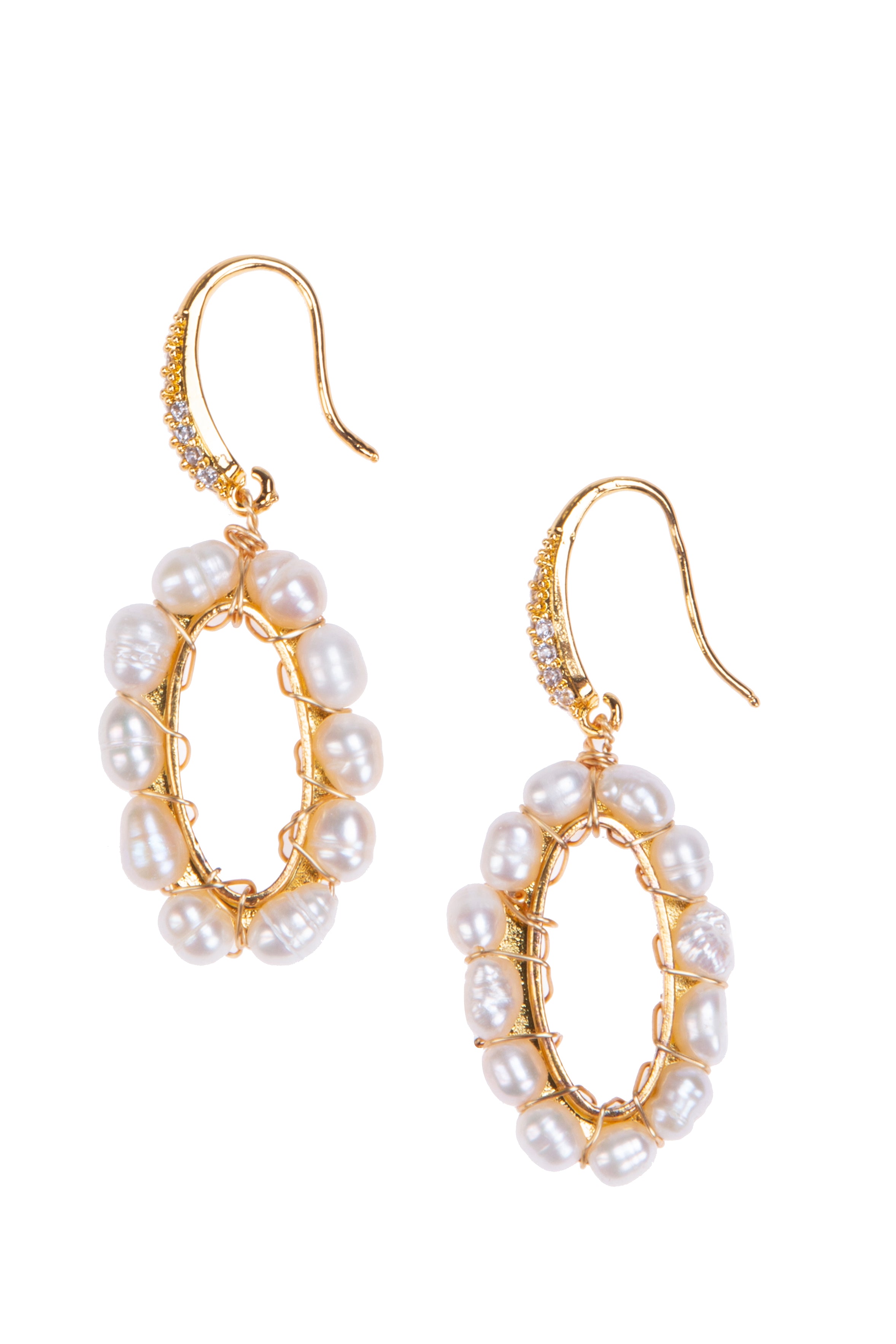 Hollow Oval Pearl Earrings E4750