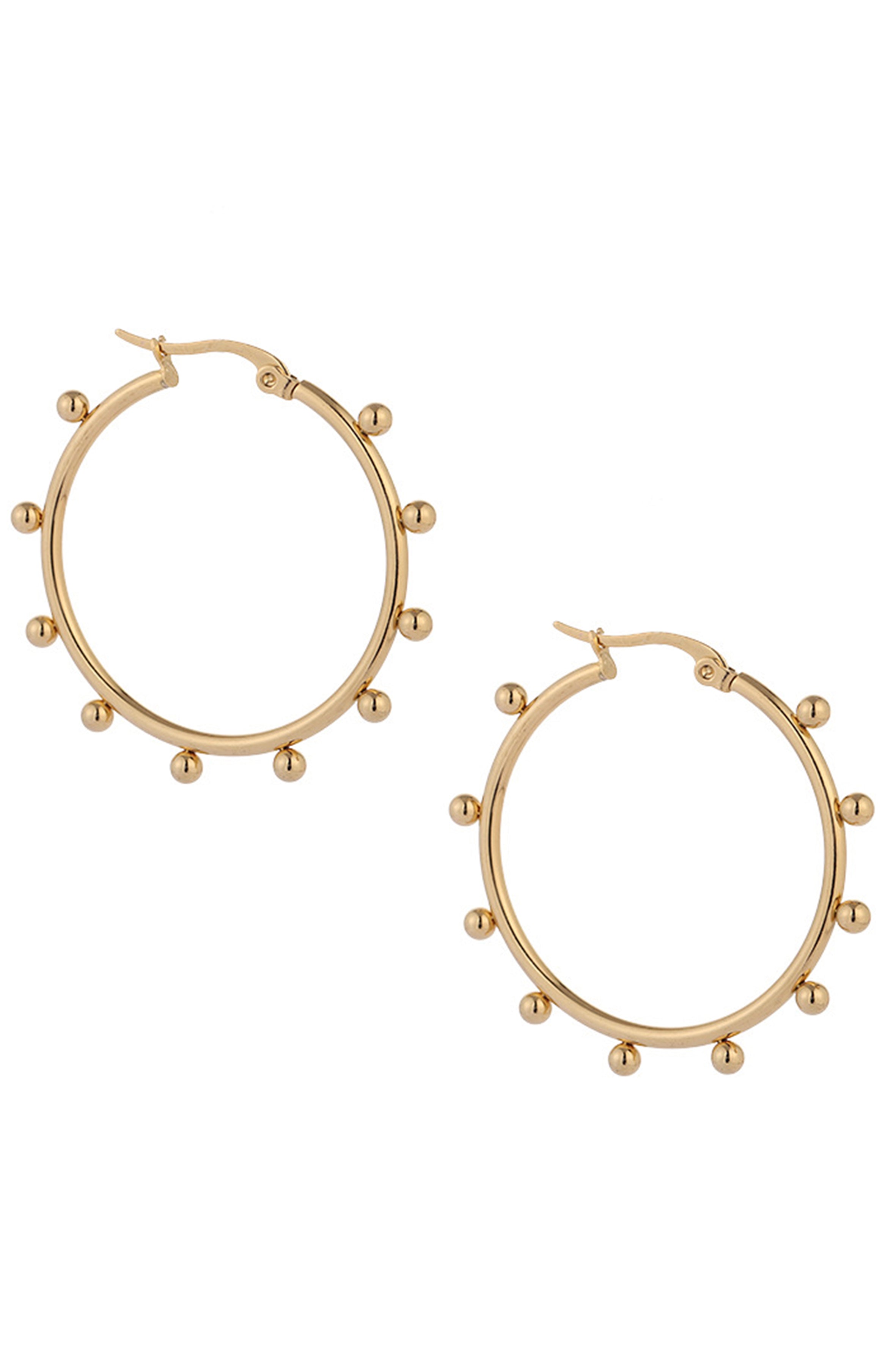 Bead Stainless Steel Hoop Earrings E4943