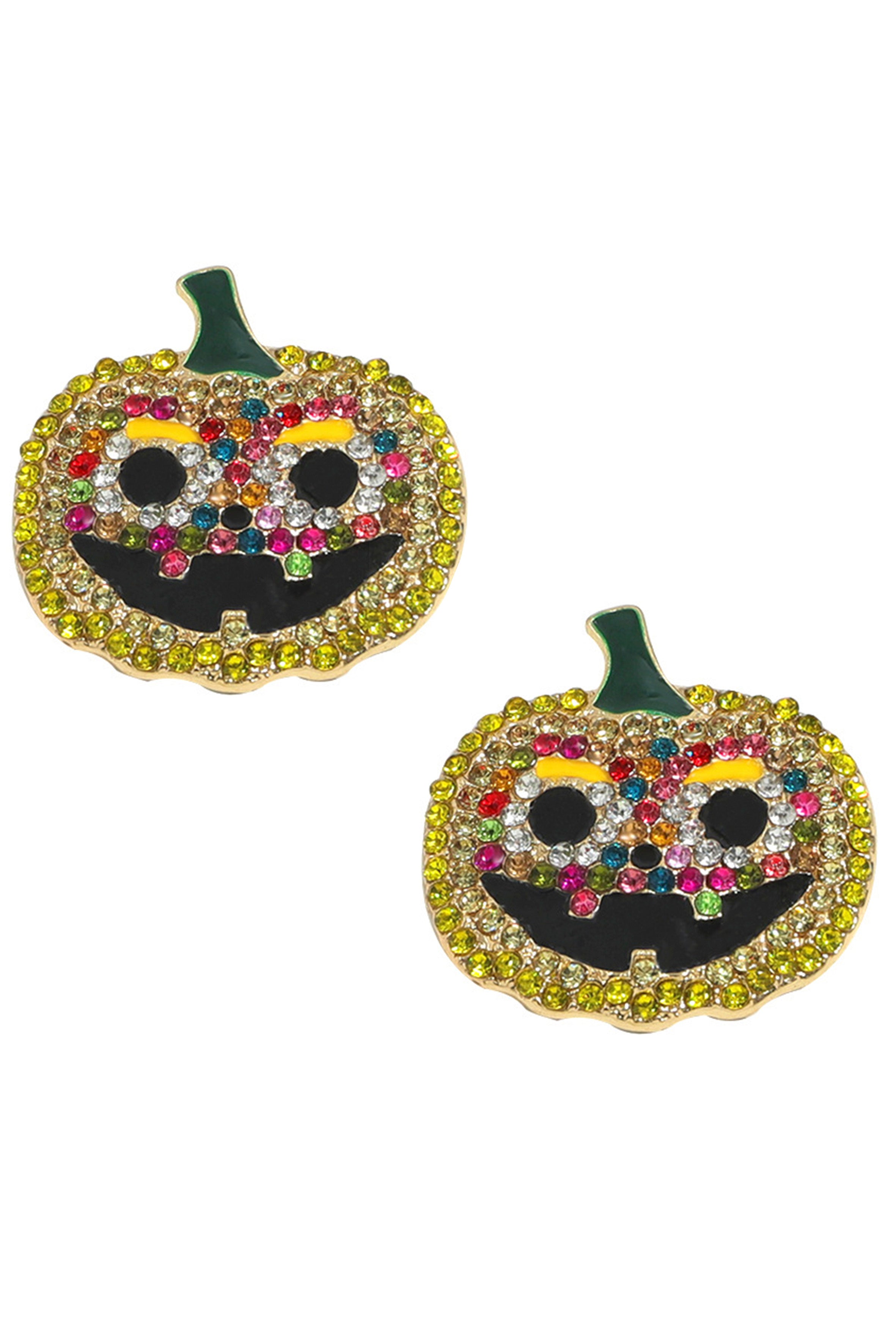Pumpkin Rhinestone Stud Earrings E4969