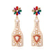 Wine Bottle Rhinestone Pearl Earrings E4989
