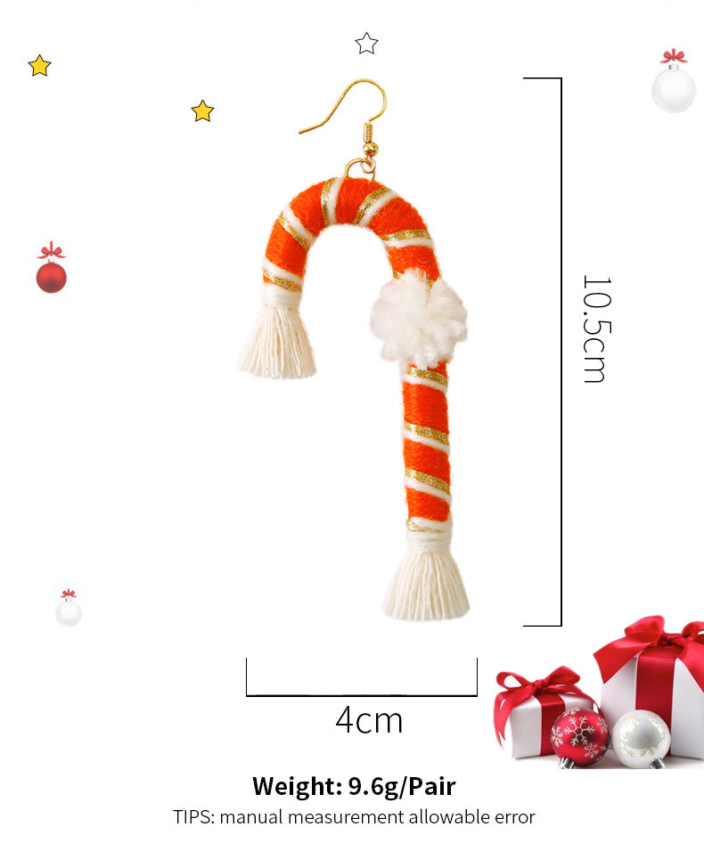 Pendientes de borlas de tela con diseño navideño E5035