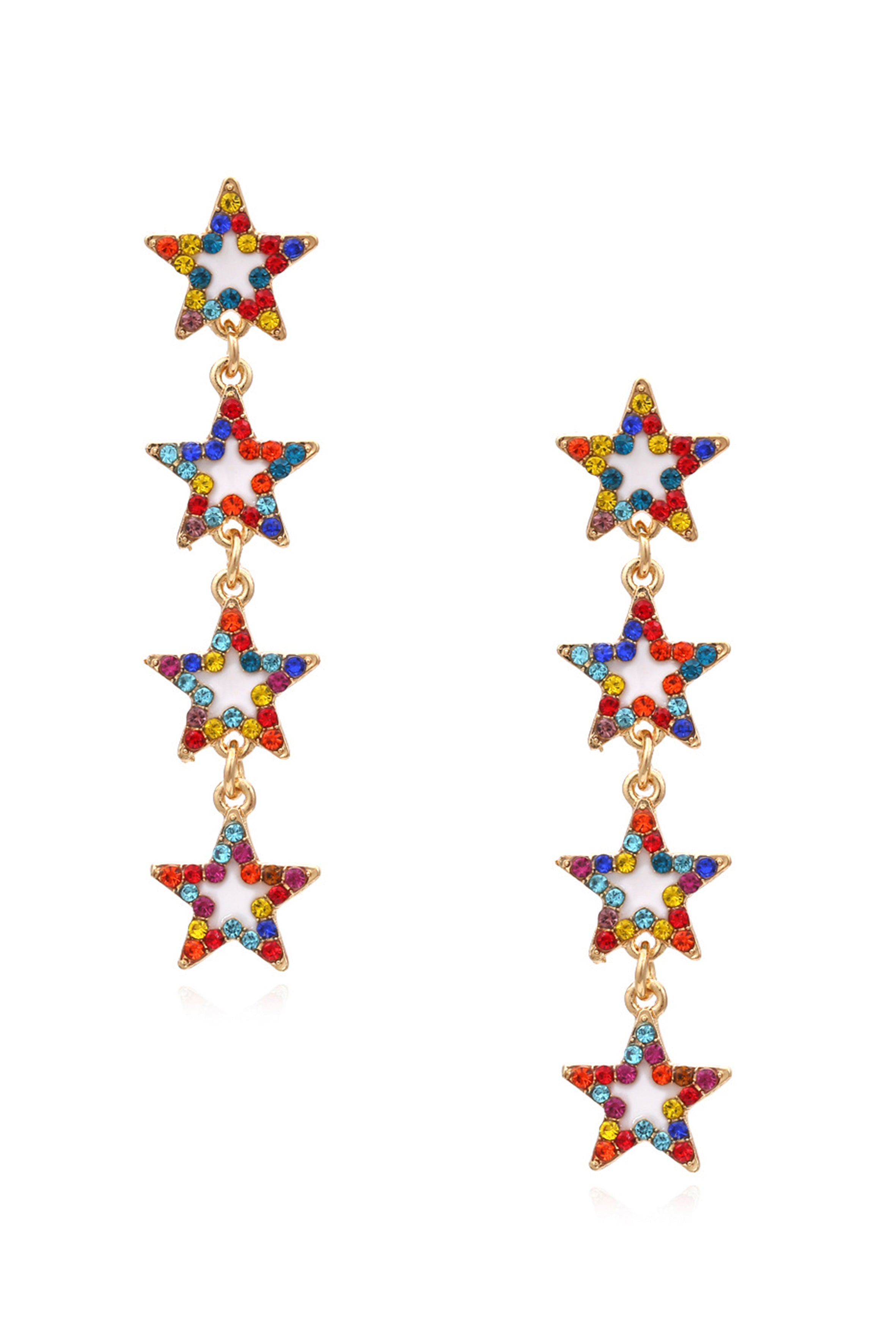 Star Rhinestone Chain Earrings E5046