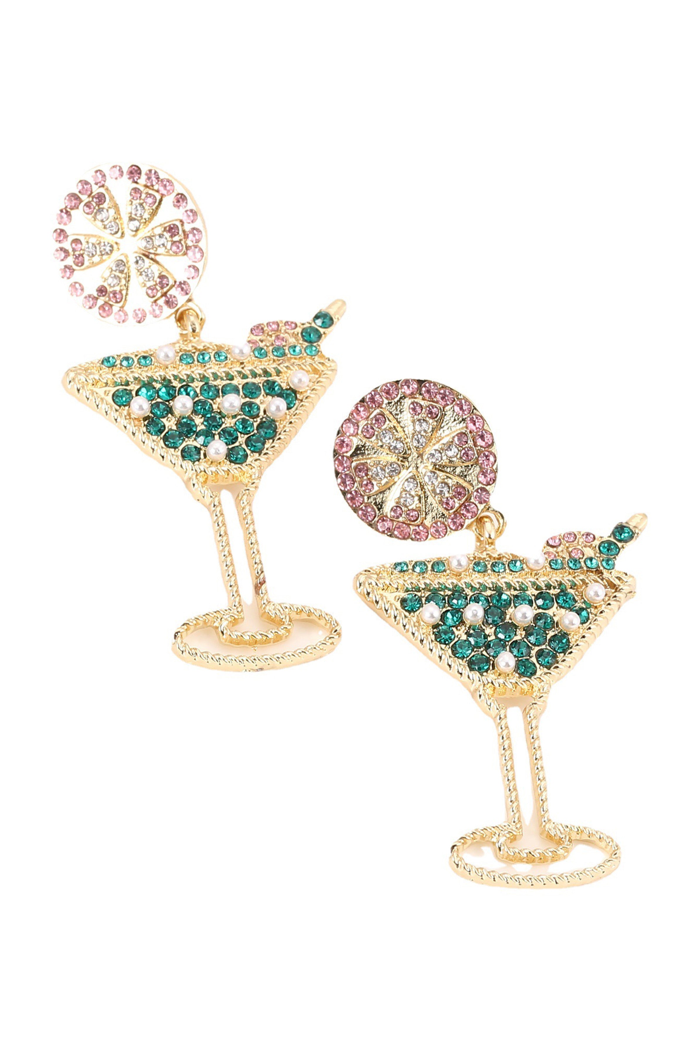 Wineglass Rhinestone Earrings E5047