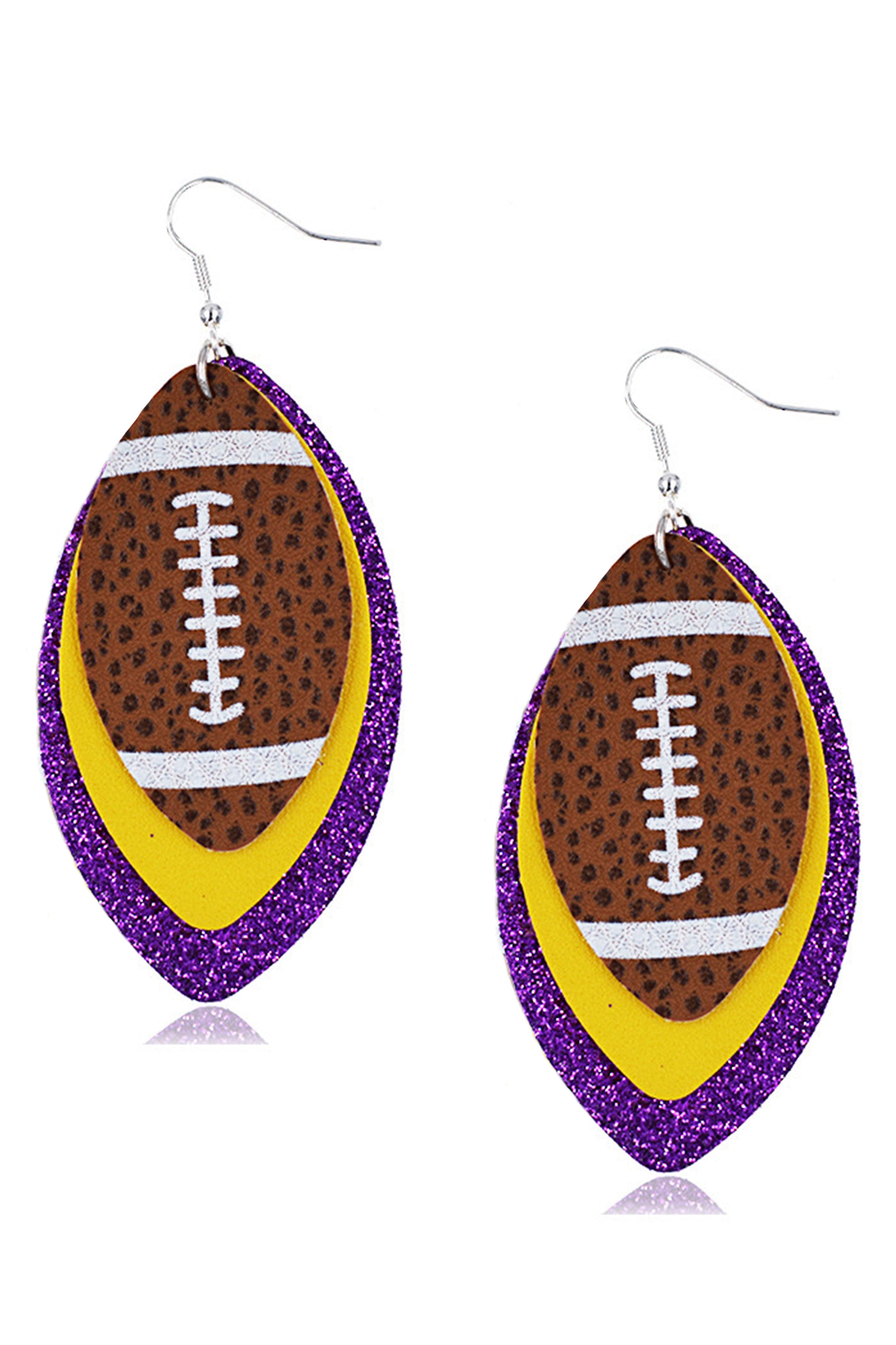 Pendientes de cuero multicapa con motivo de fútbol E5090