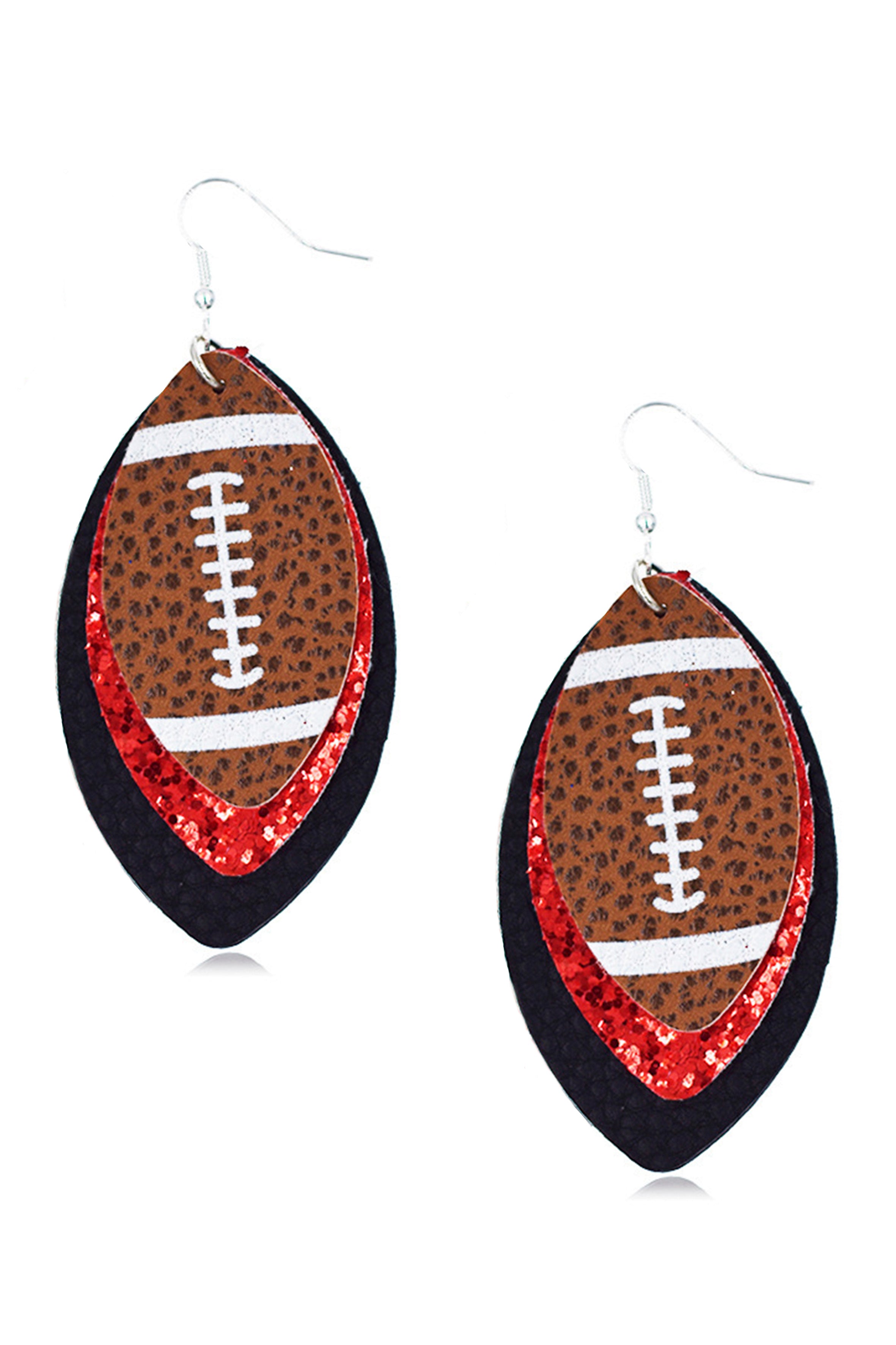 Pendientes de cuero multicapa con motivo de fútbol E5090