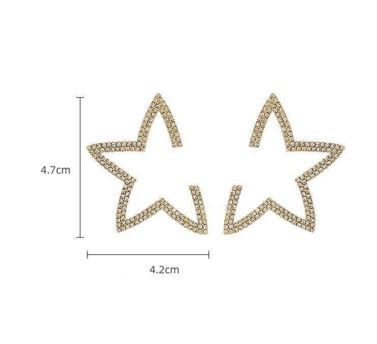 Pendientes de aro con diamantes de imitación y estrellas E5246
