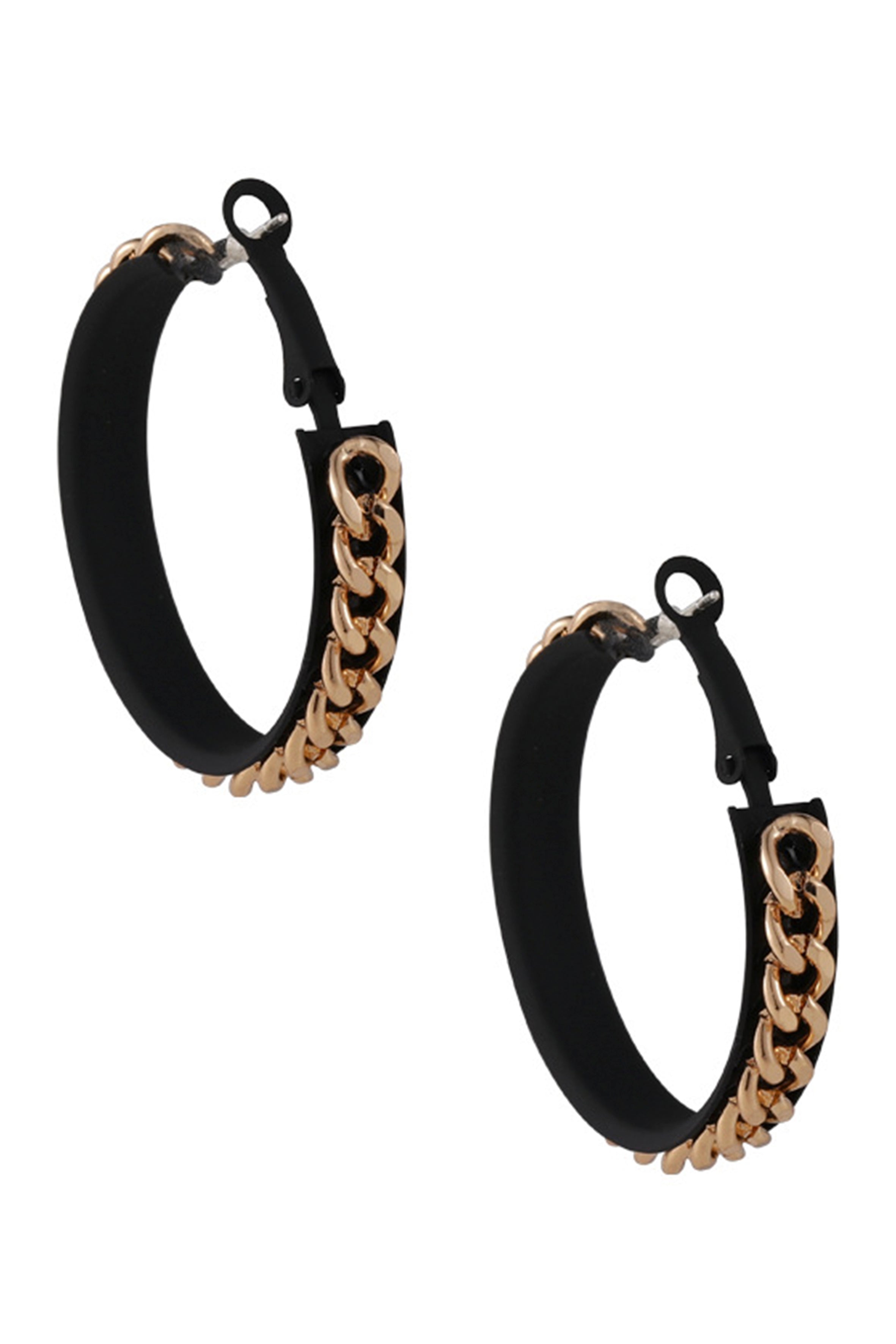 Leather Chain Hoop Earrings E5294