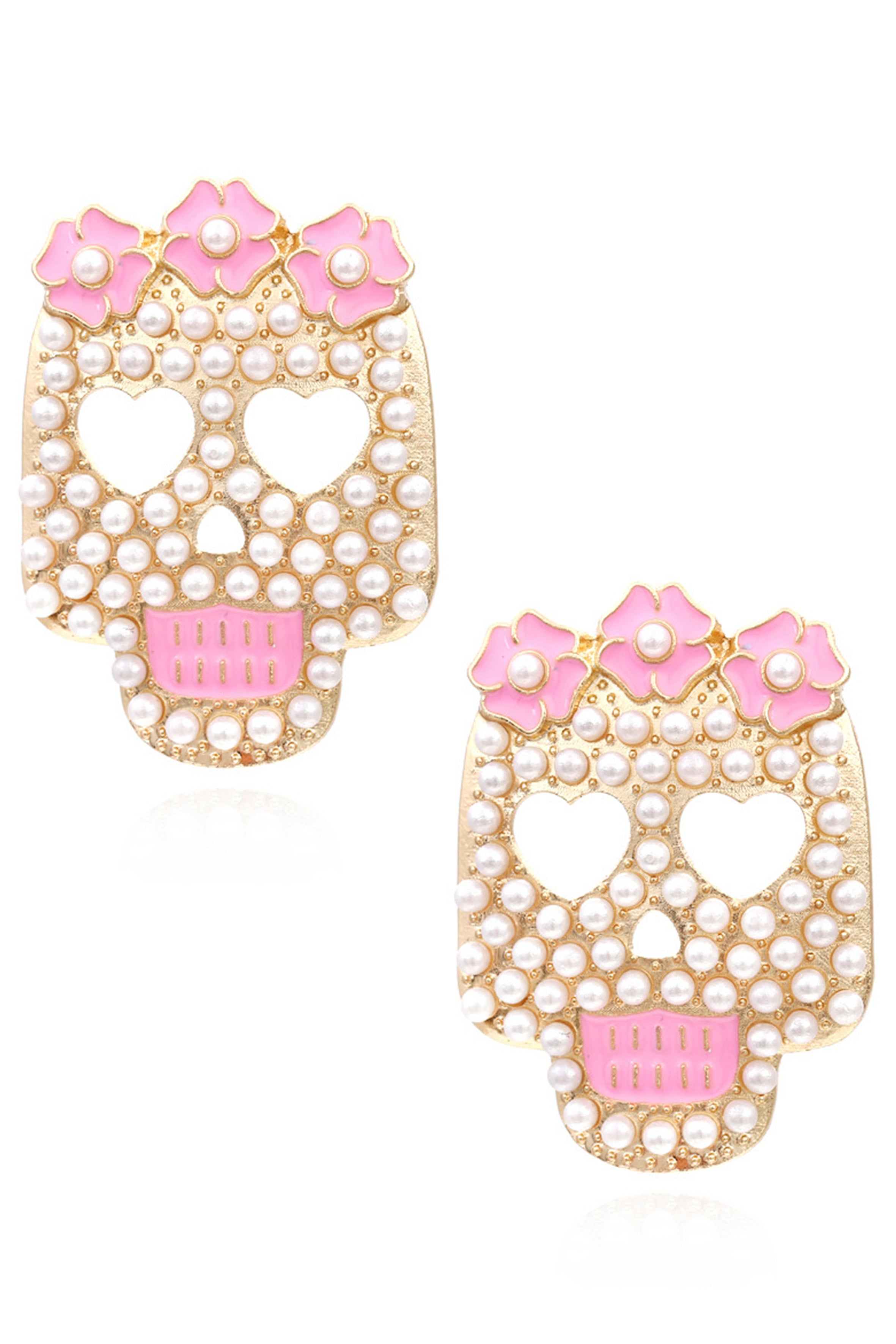 Pendientes de perla con forma de calavera E5333