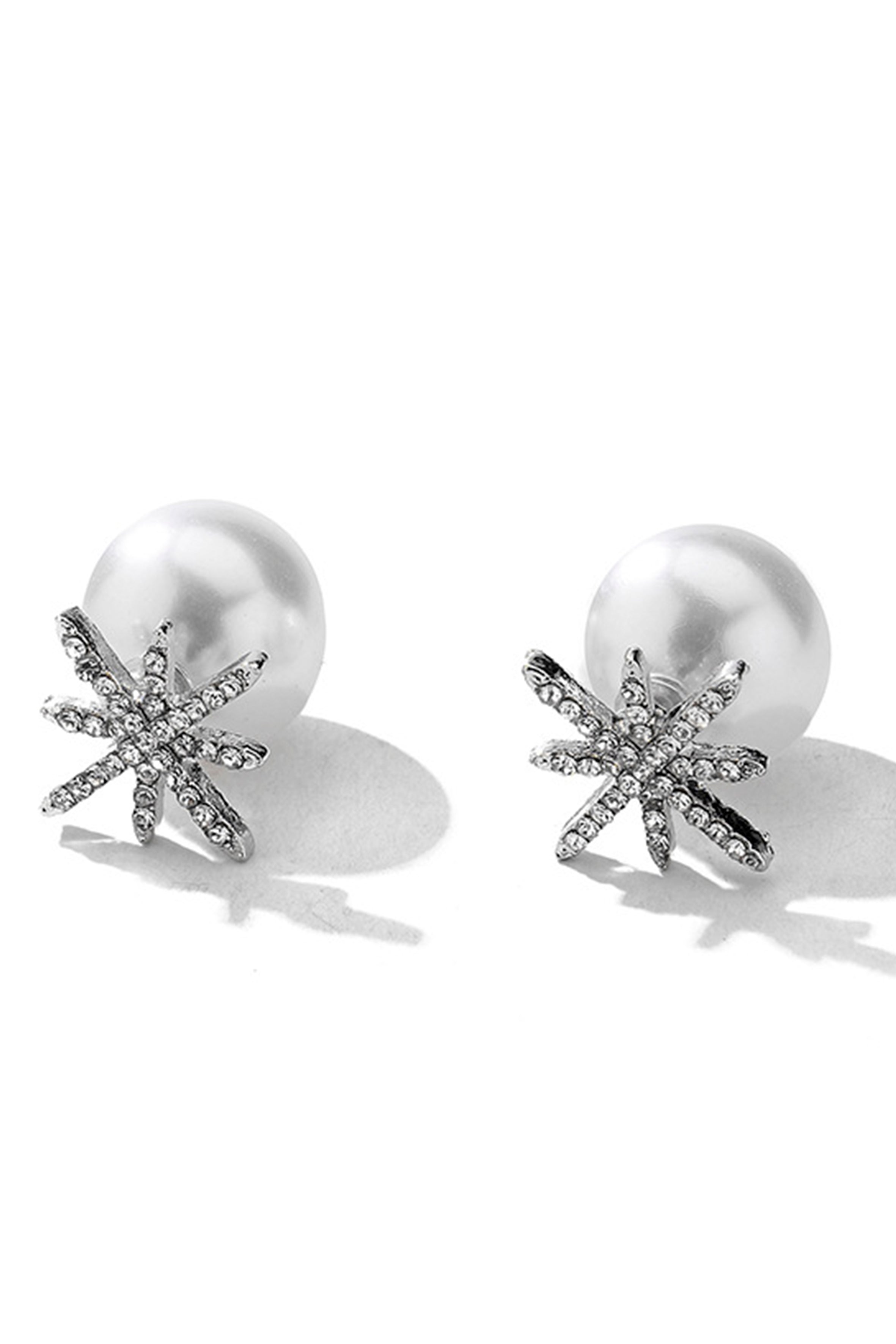 Pendientes de perlas con forma de estrella y diamantes de imitación E5337