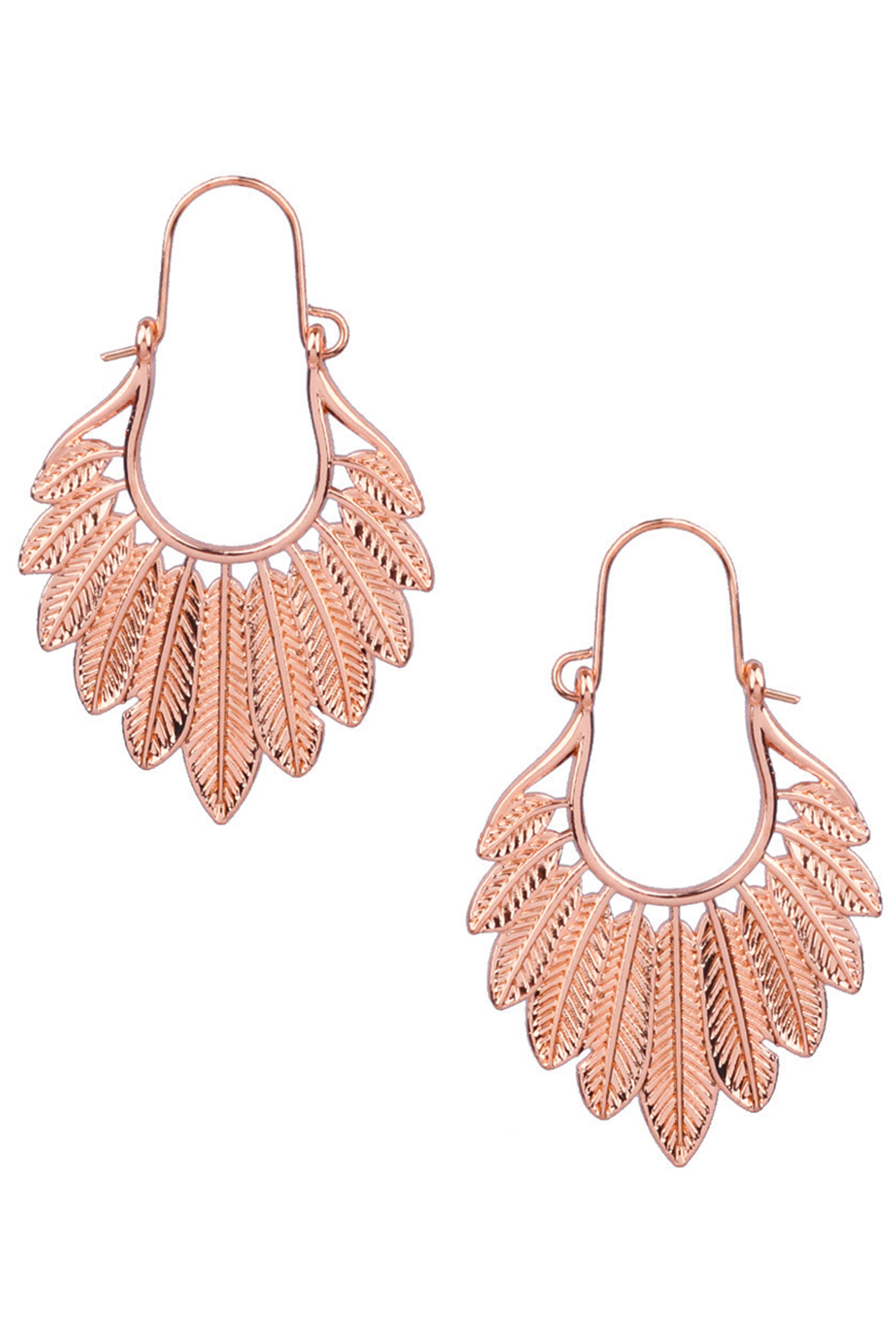 Pendientes de aro de aleación con forma de hoja E5490