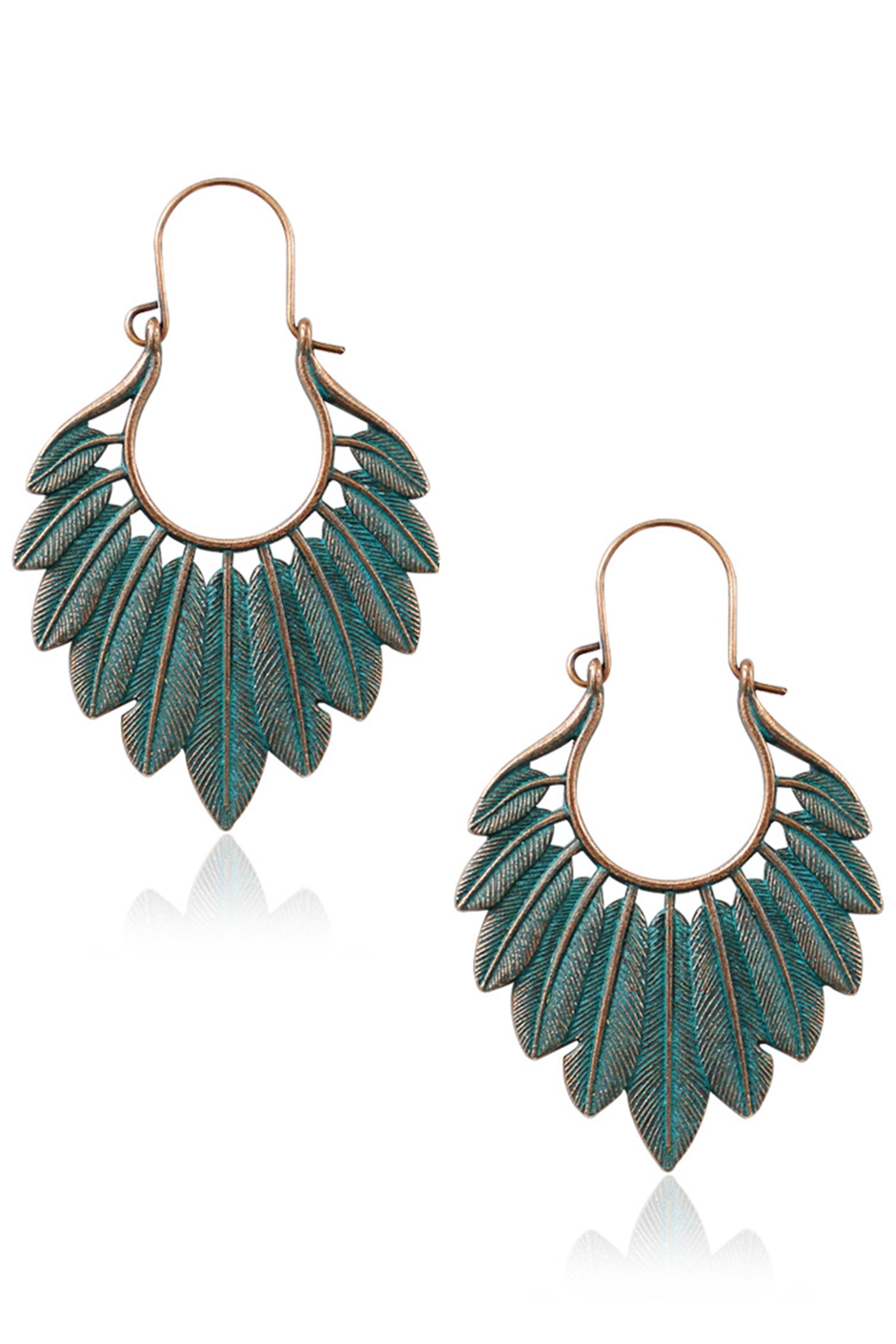 Pendientes de aro de aleación con forma de hoja E5490