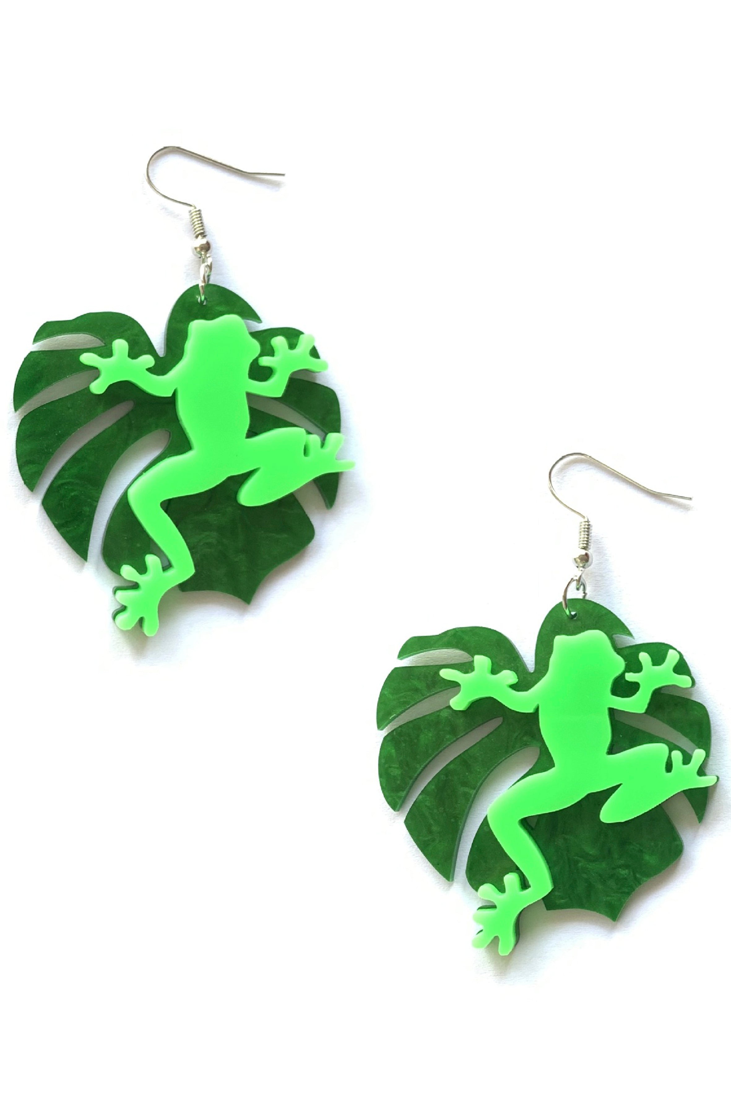 Frog Leaf Acrylic Earrings E5537