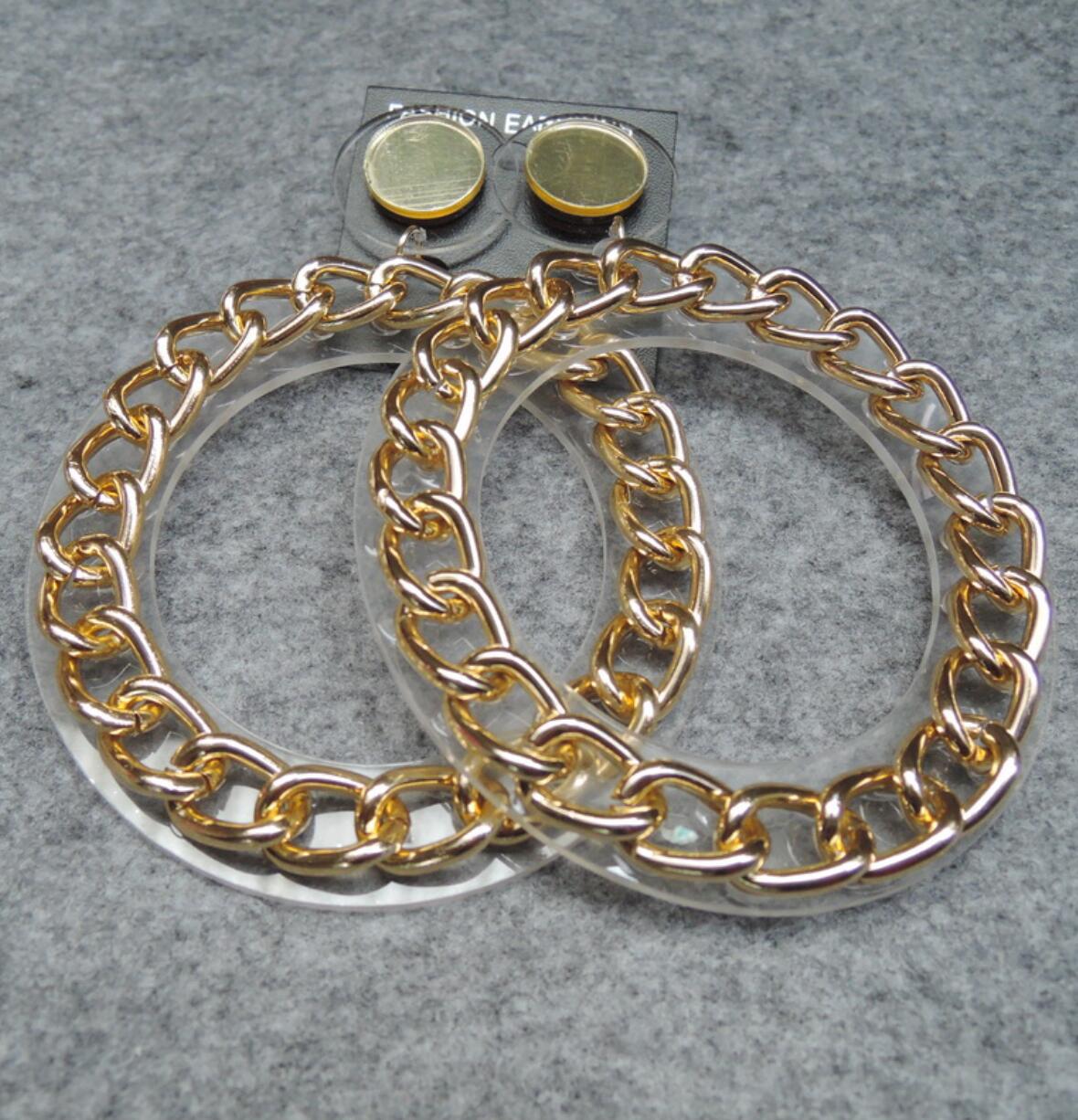 Oval Chain Acrylic Earrings E5539