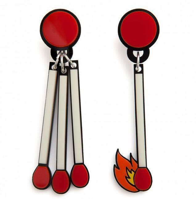 Matches Asymmetrical Acrylic Earrings E5561