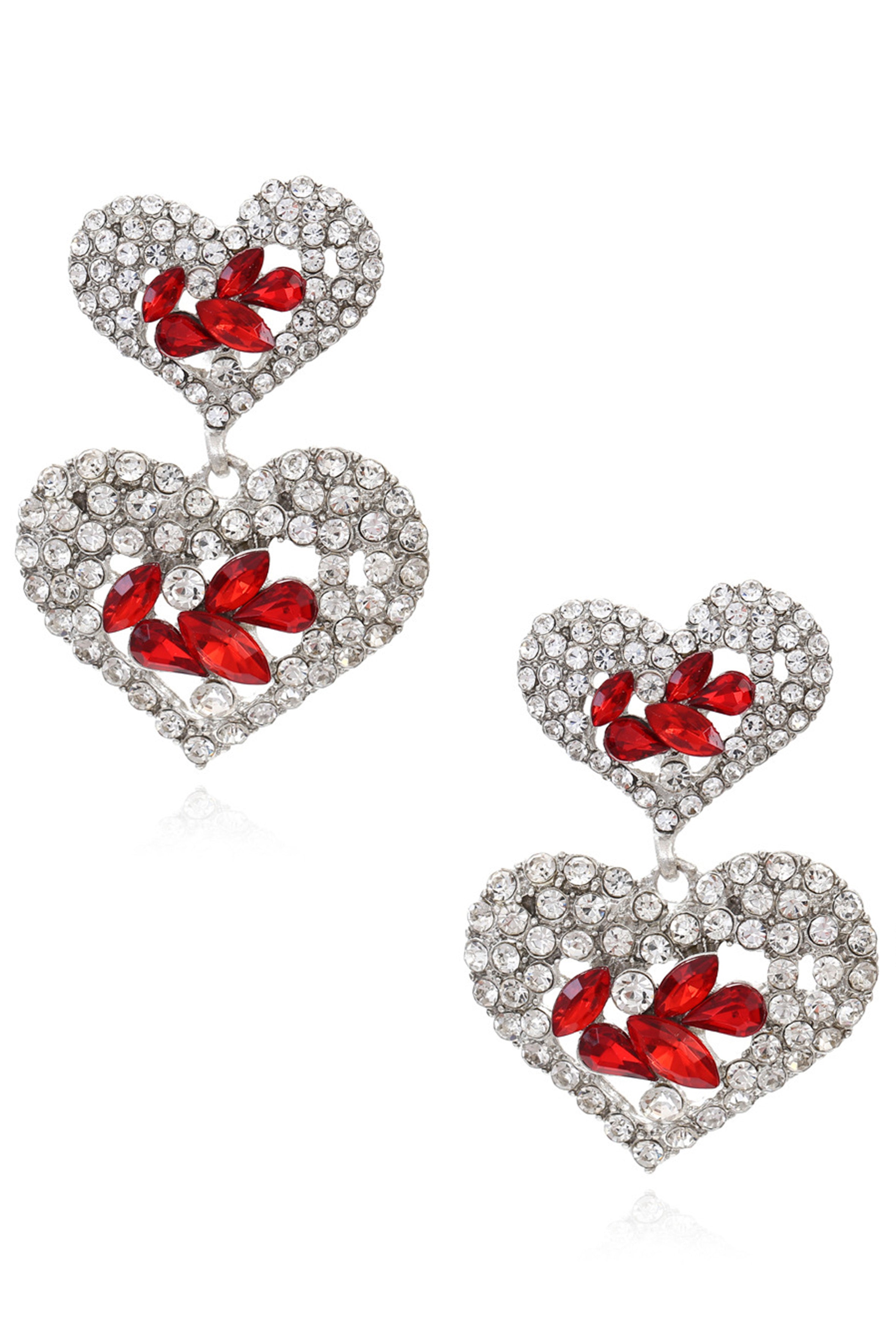 Pendientes de corazón con diamantes de imitación E5613