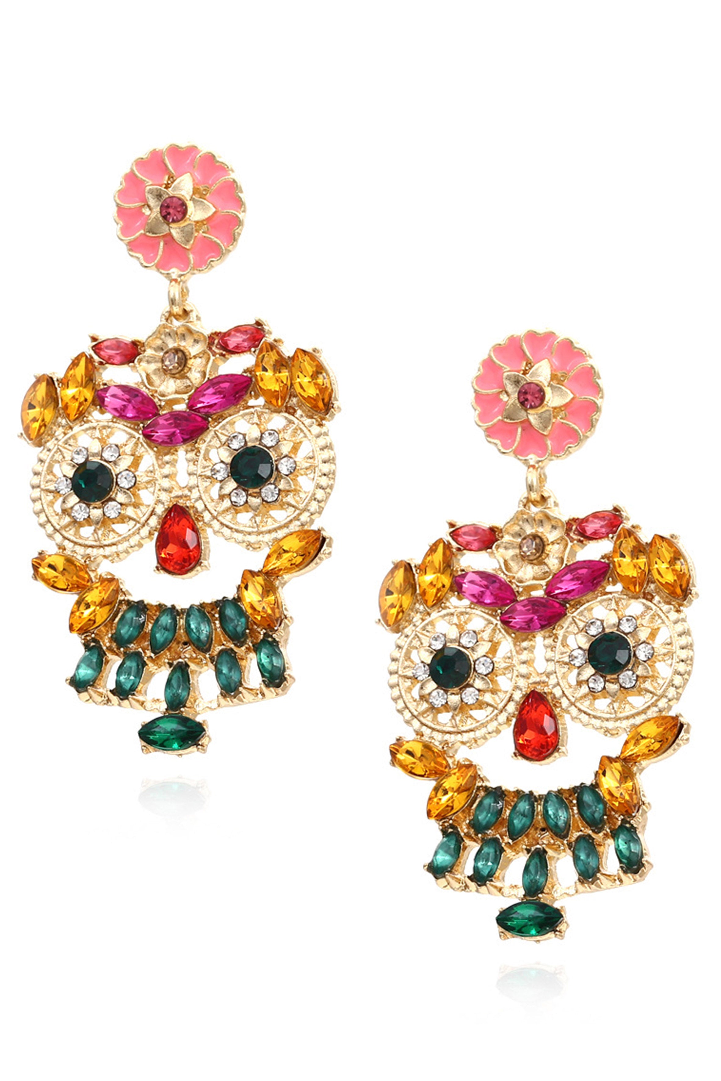 Pendientes de diamantes de imitación de búho E5636