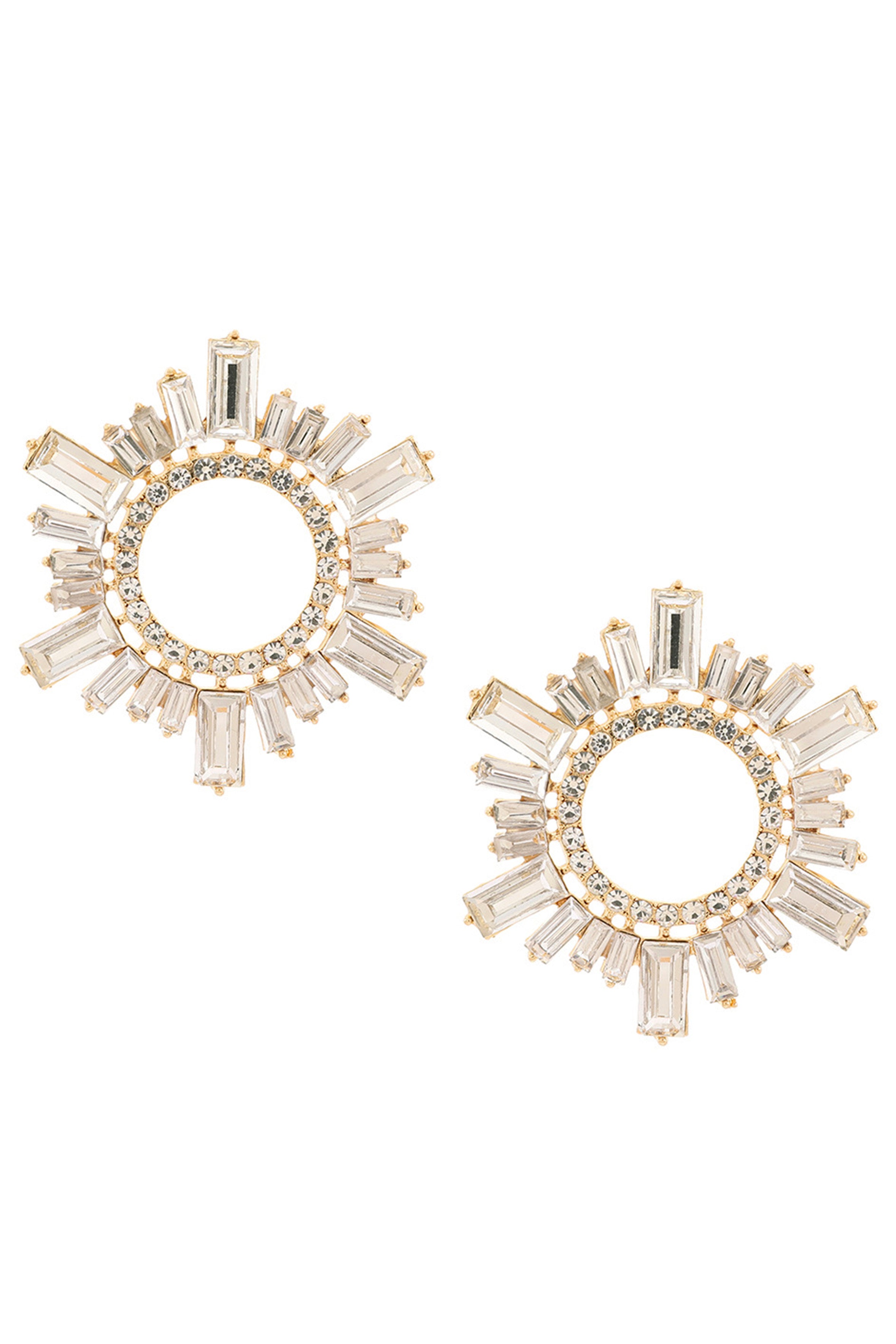 Pendientes de sol geométricos con diamantes de imitación E5674