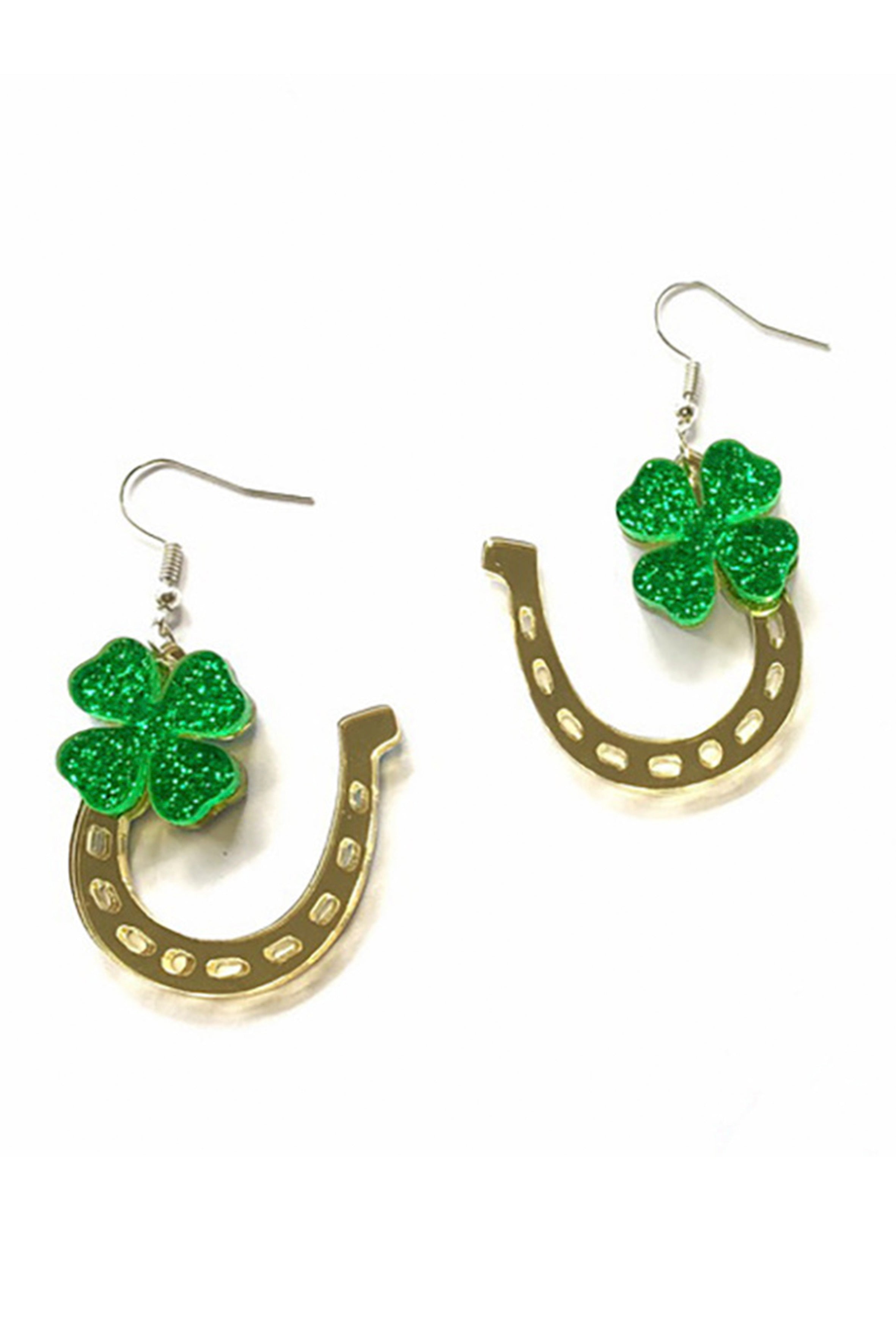 Pendientes acrílicos con forma de pezuña de caballo de trébol E5756