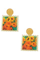 Floral Square Acrylic Earrings E5767