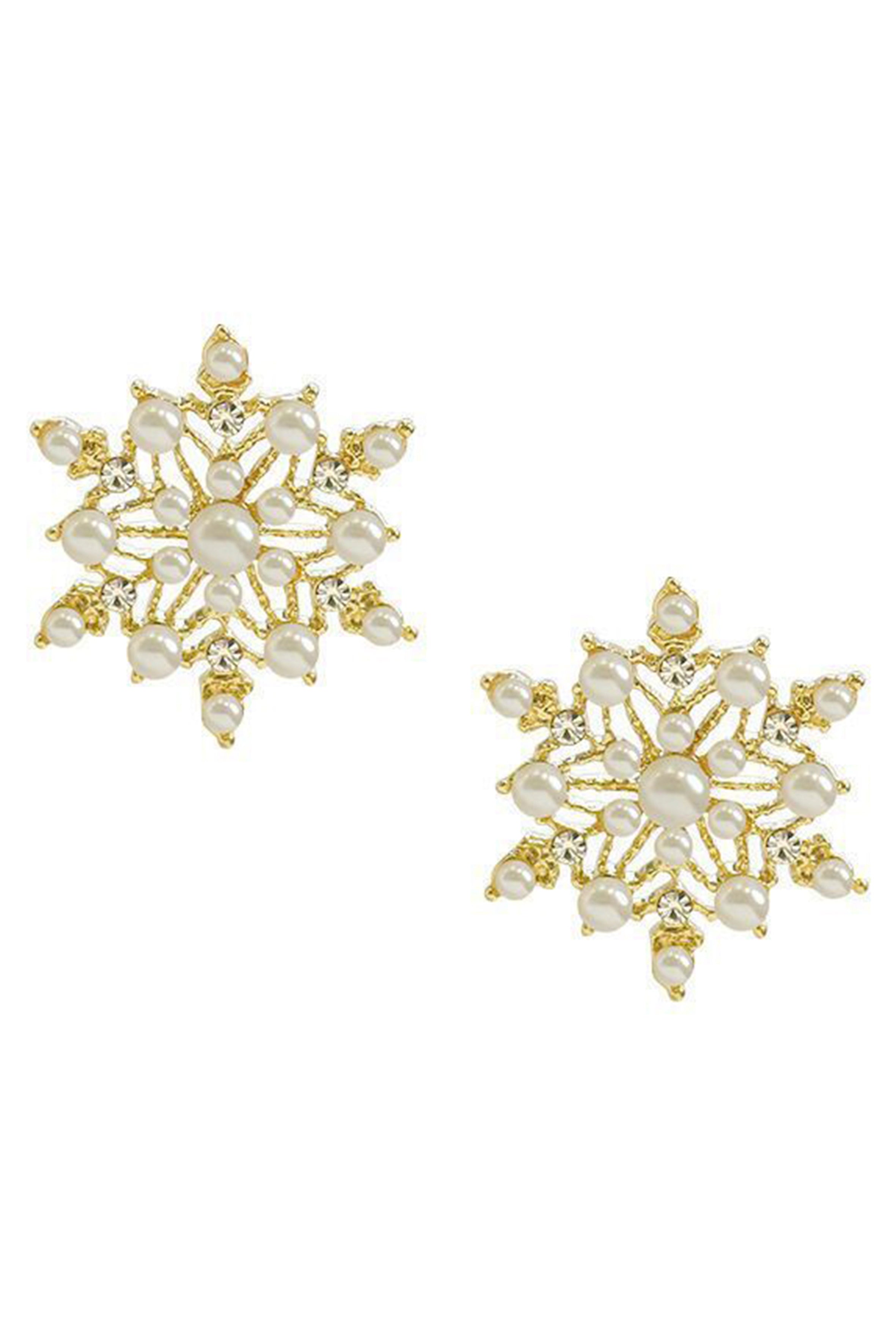 Snowflake Pearl Stud Earrings E5786