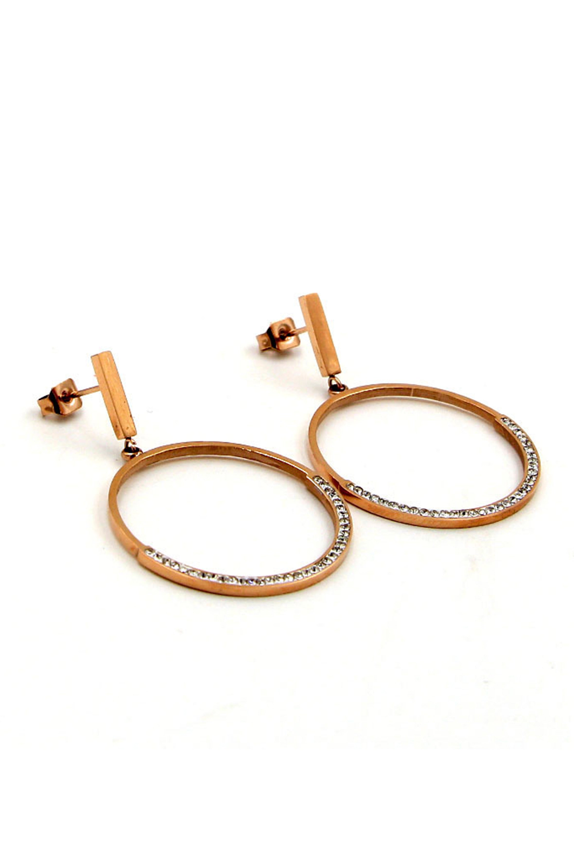 Circle Rhinestone Stainless Steel Earrings E5793