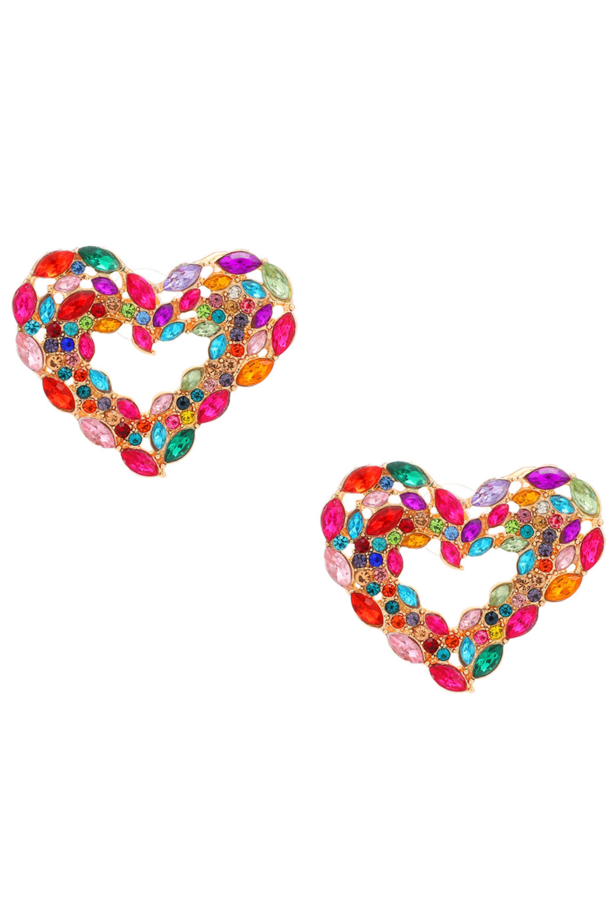 Pendientes de corazón con diamantes de imitación E5817