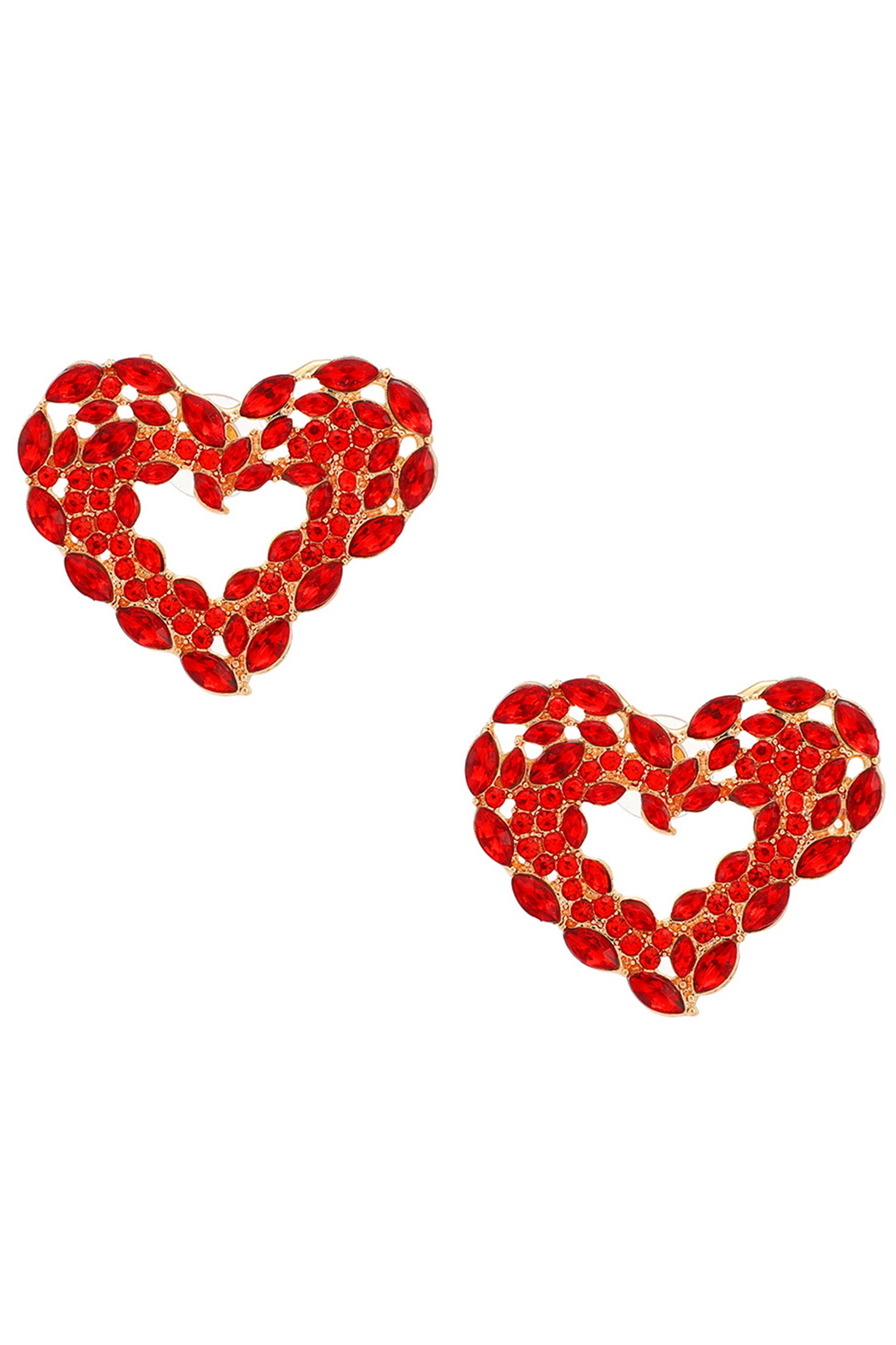 Pendientes de corazón con diamantes de imitación E5817