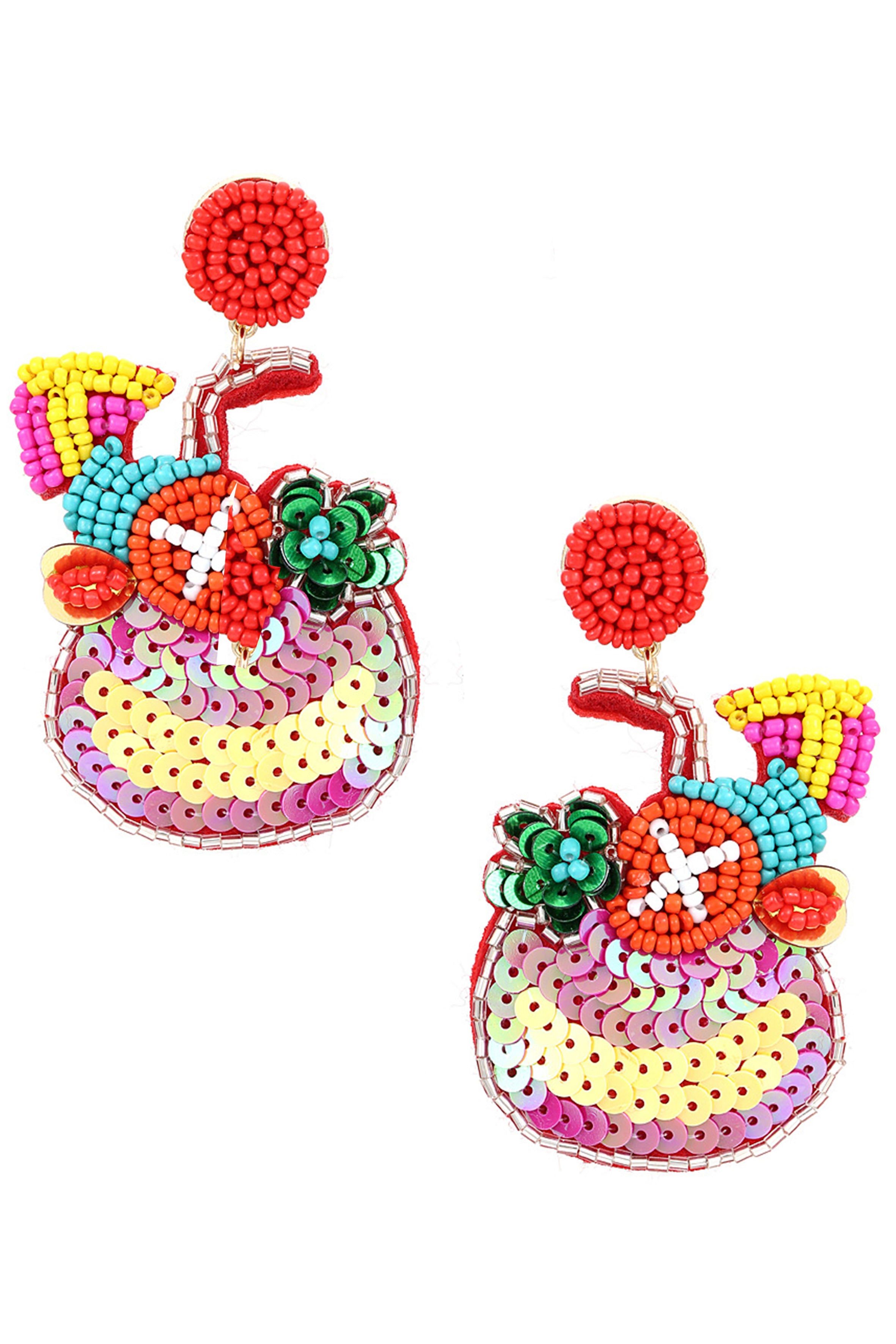 Wineglasses Seed Bead Sequin Earrings E5876