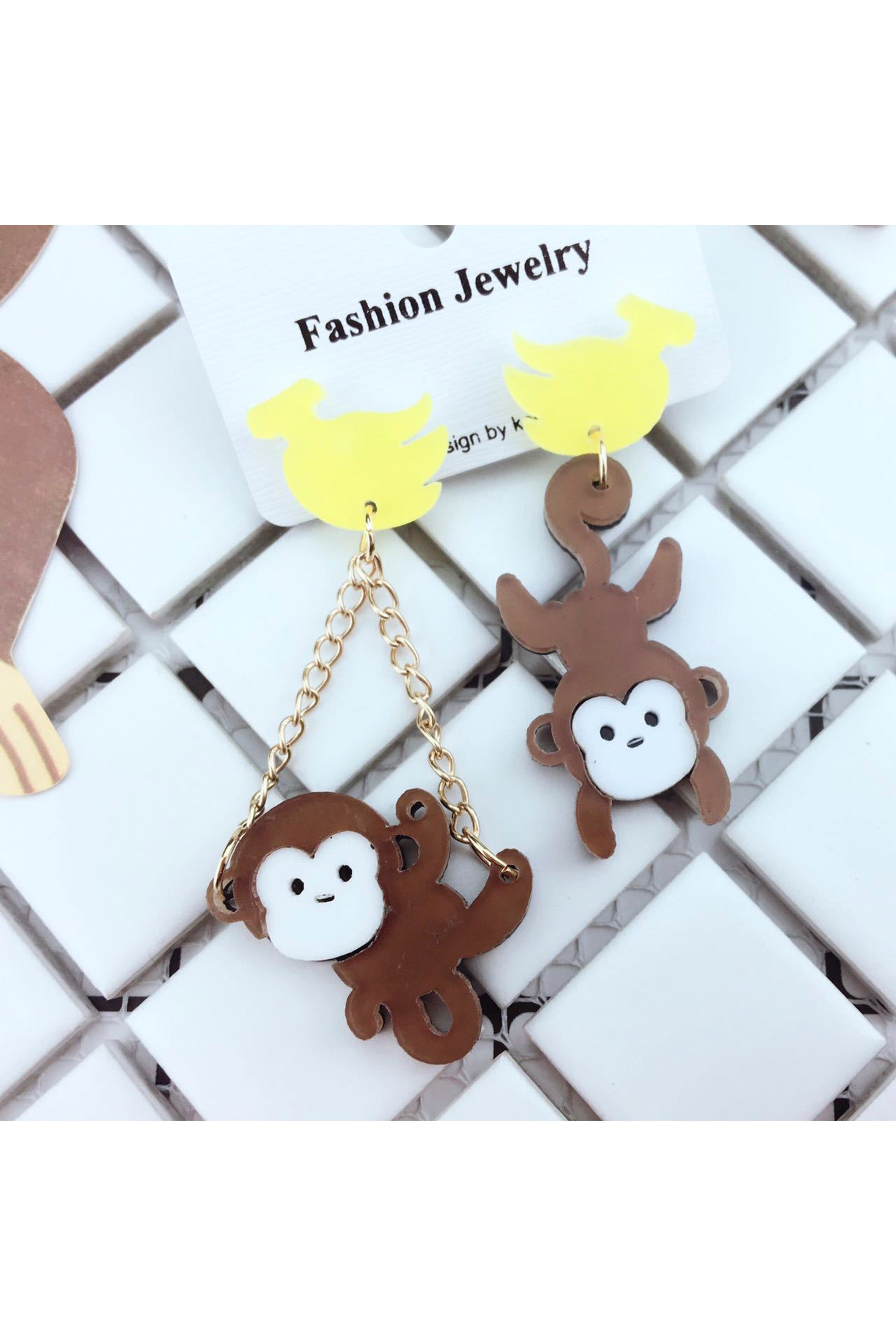 Monkey Banana Acrylic Earrings E5896