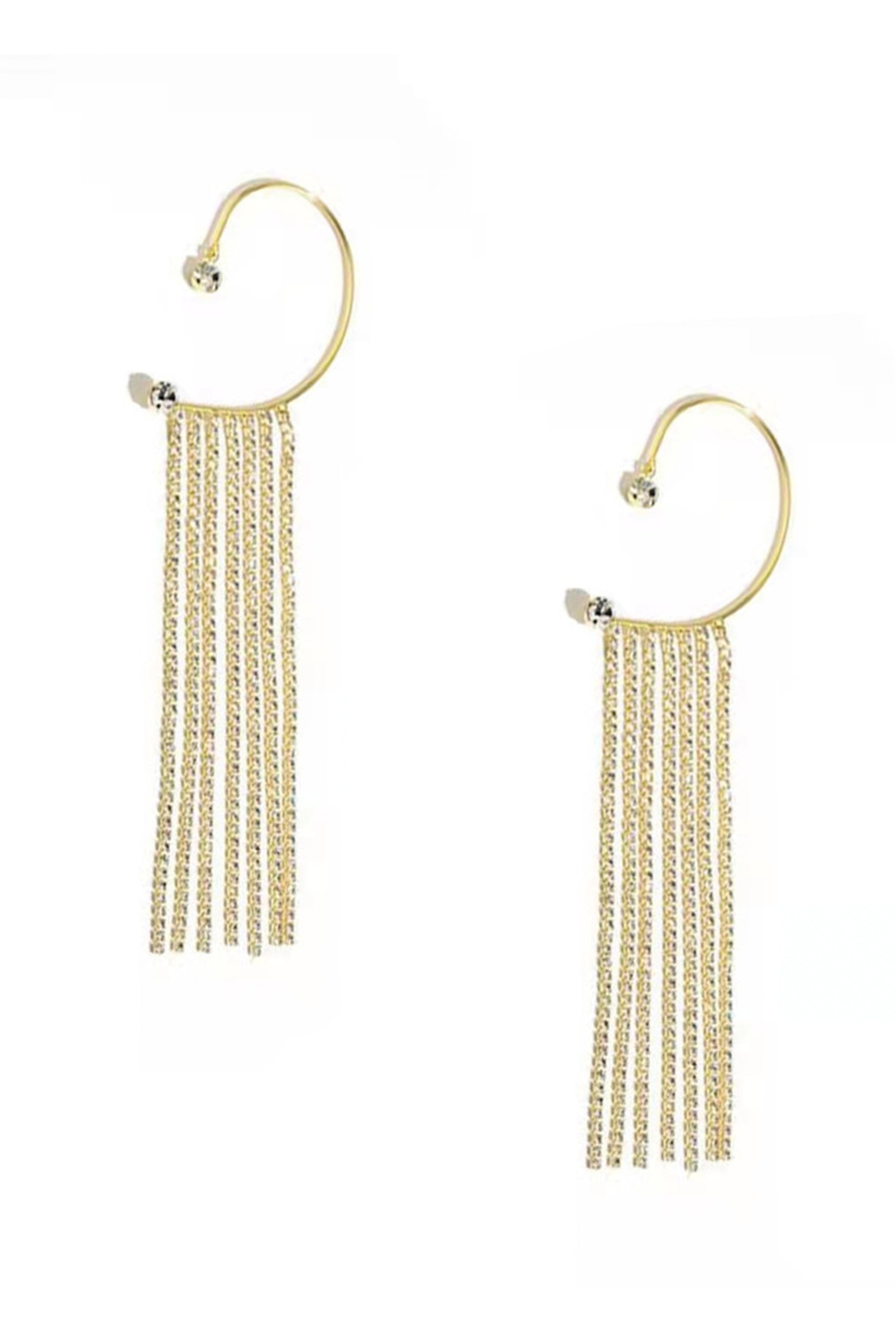 Rhinestone Tassel Hoop Earrings E5912