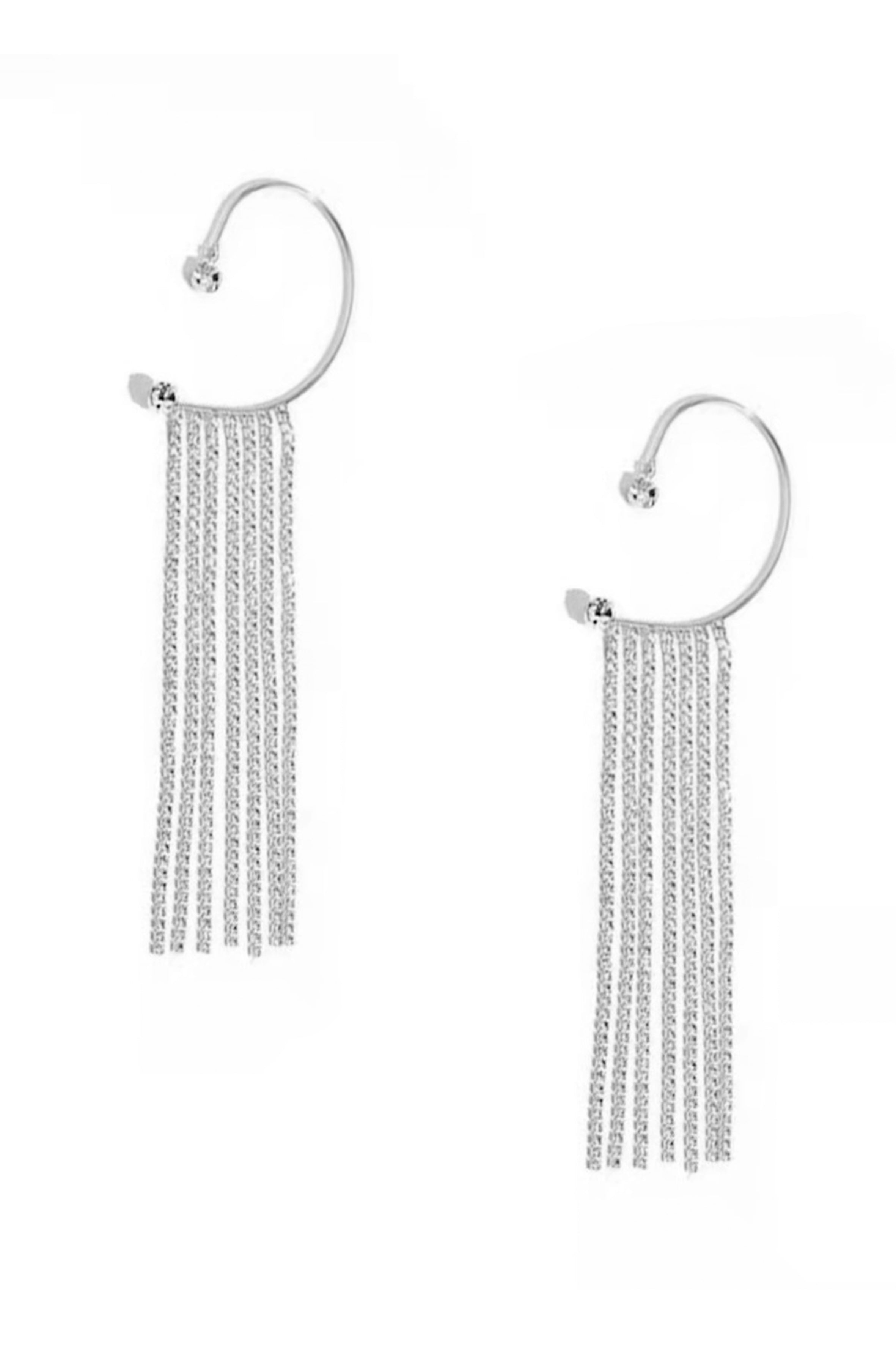 Rhinestone Tassel Hoop Earrings E5912