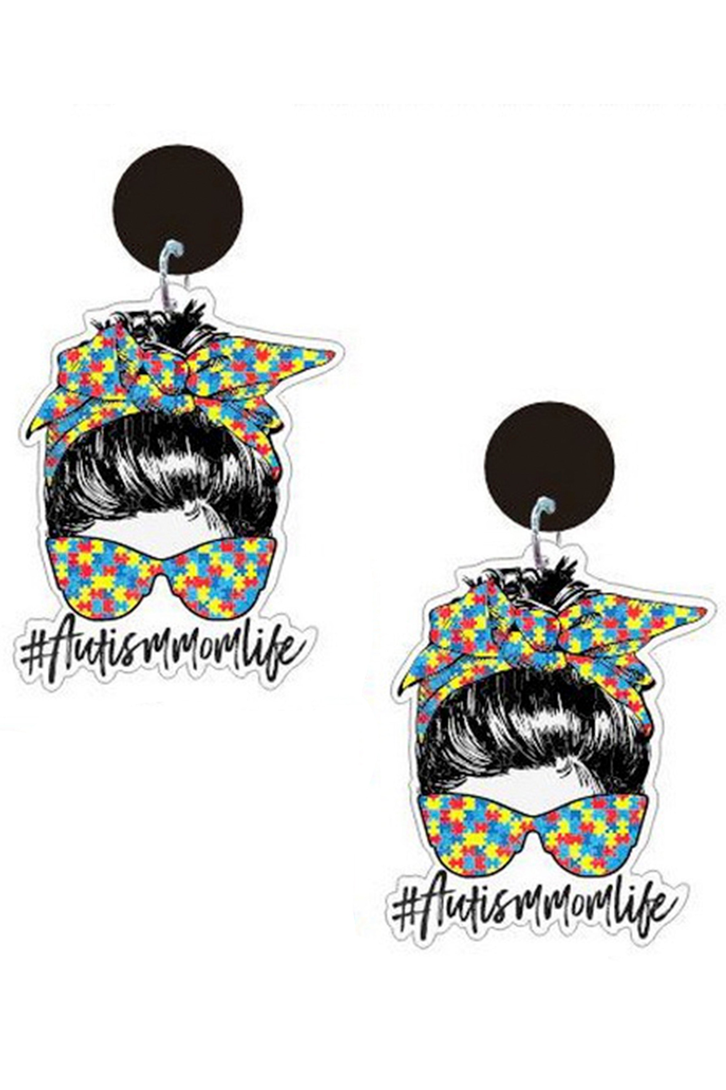 Female Autism Momlife Acrylic Earrings E5916