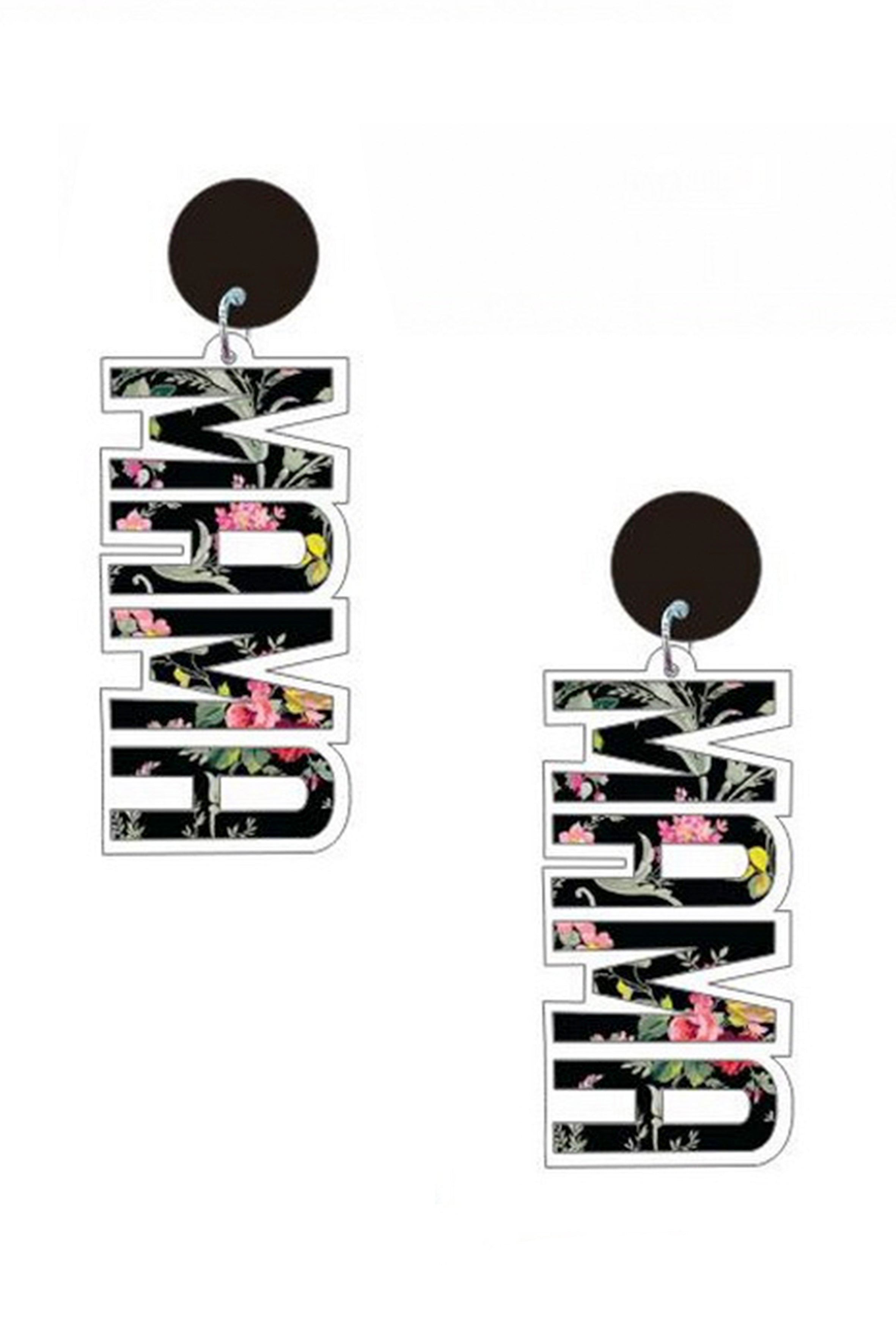 Floral MAMA Acrylic Earrings E5917