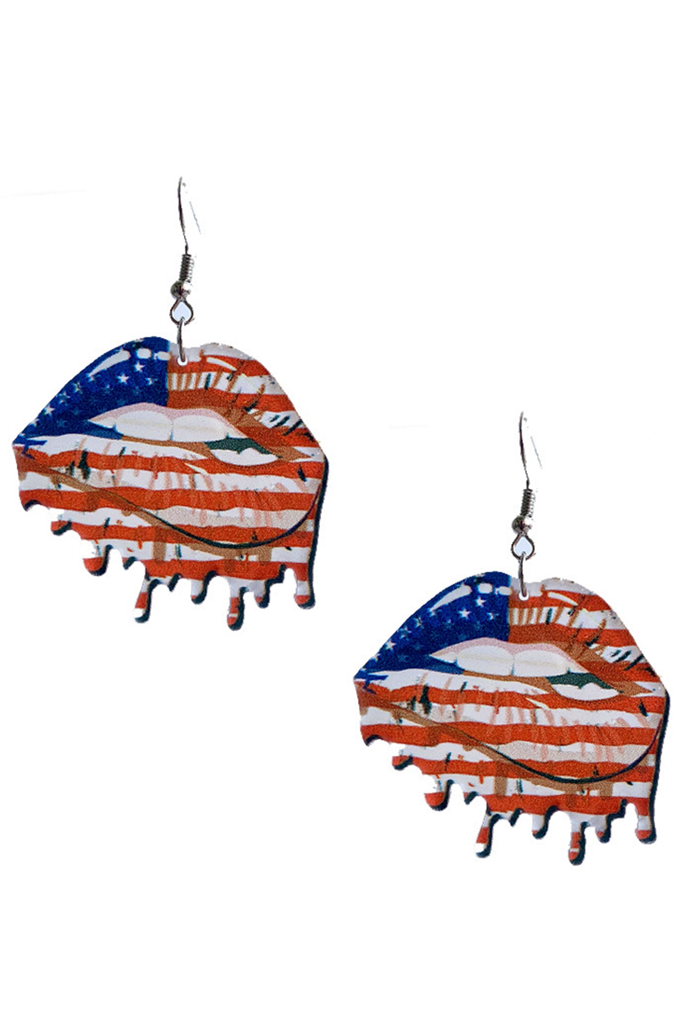 Mouth American Flag Printed Acrylic Earrings E5926