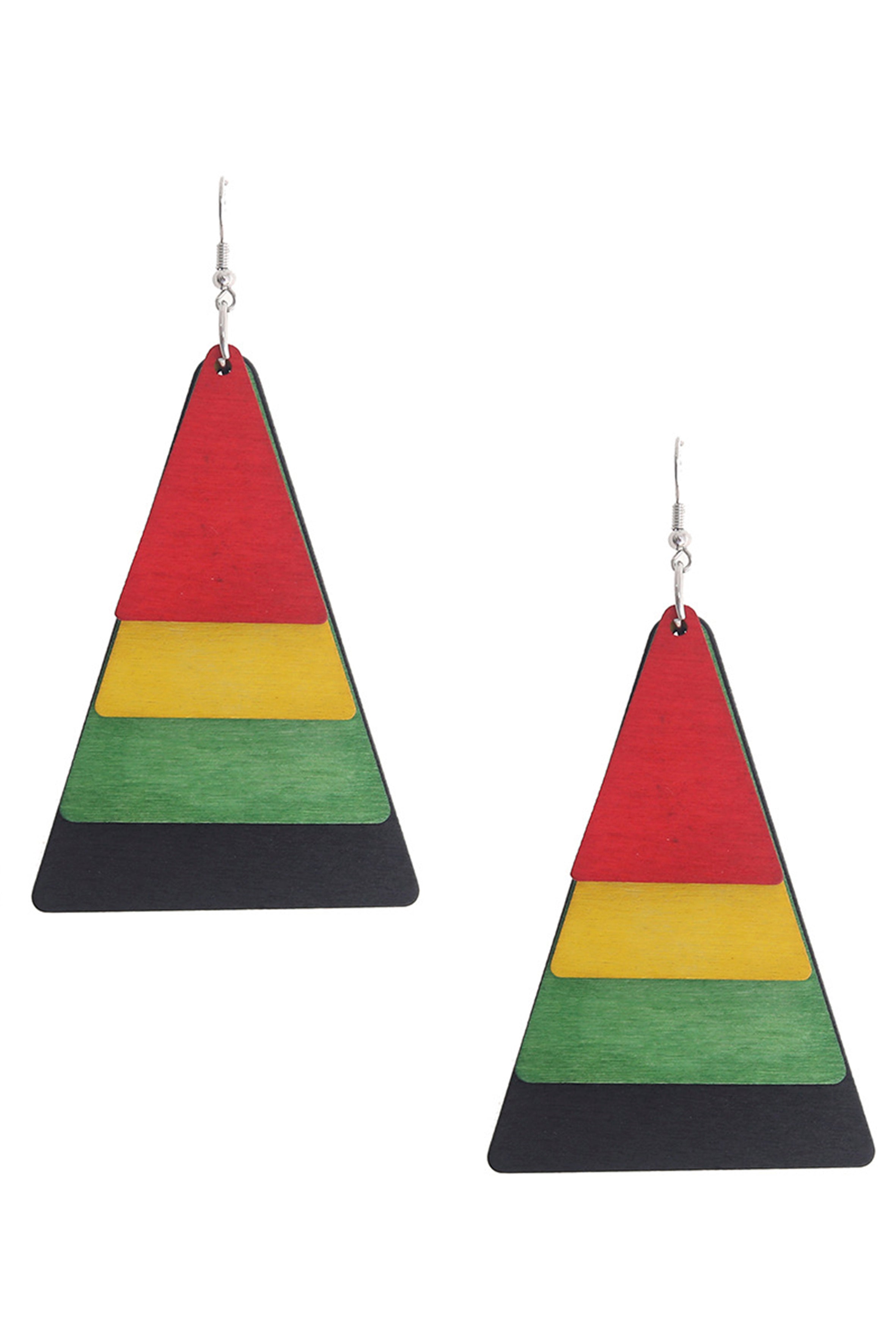 Multilayer Triangle Wood Earrings E6021
